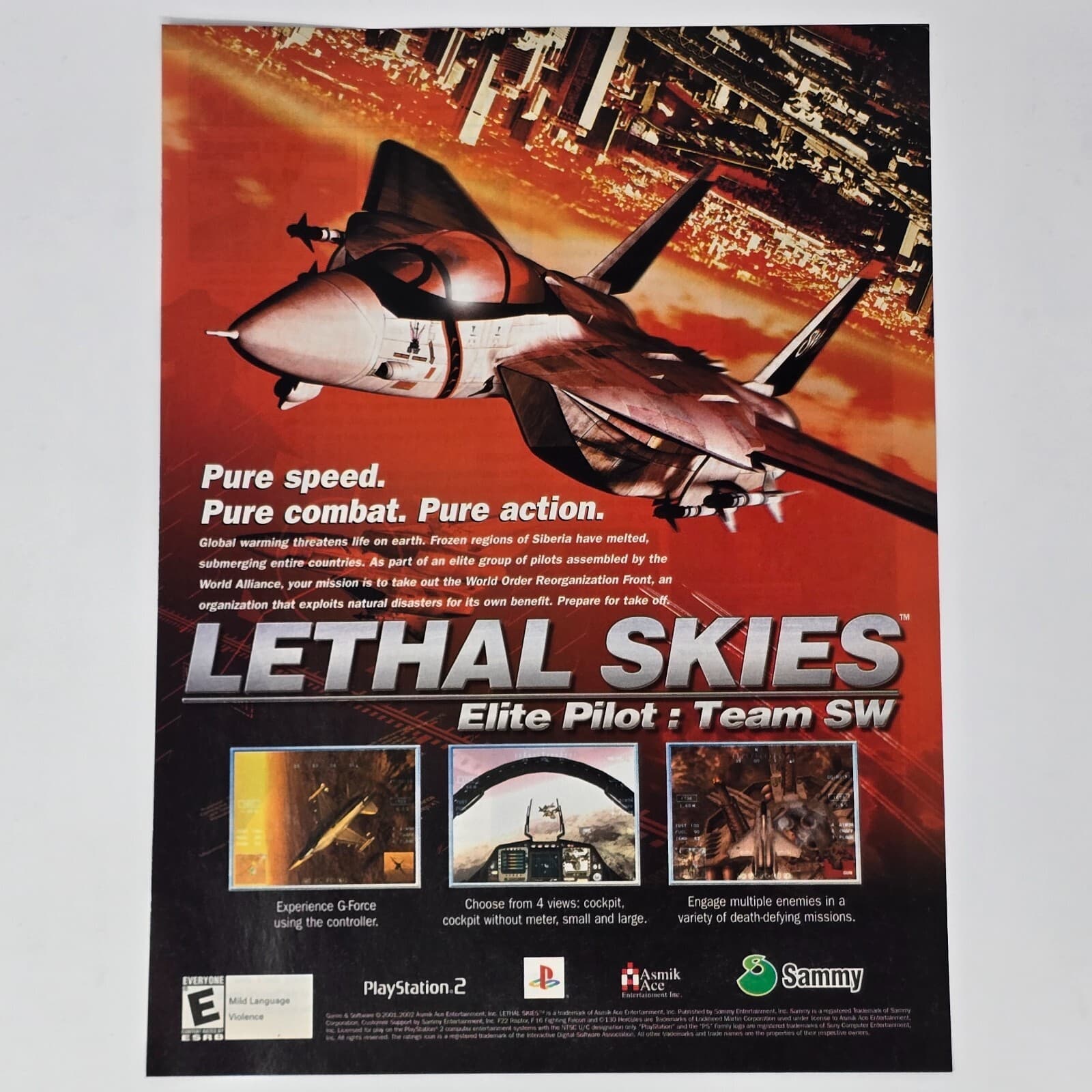 Lethal Skies Elite Pilot PlayStation 2 PS2 Pure Speed Print Ad/Poster Promo Art