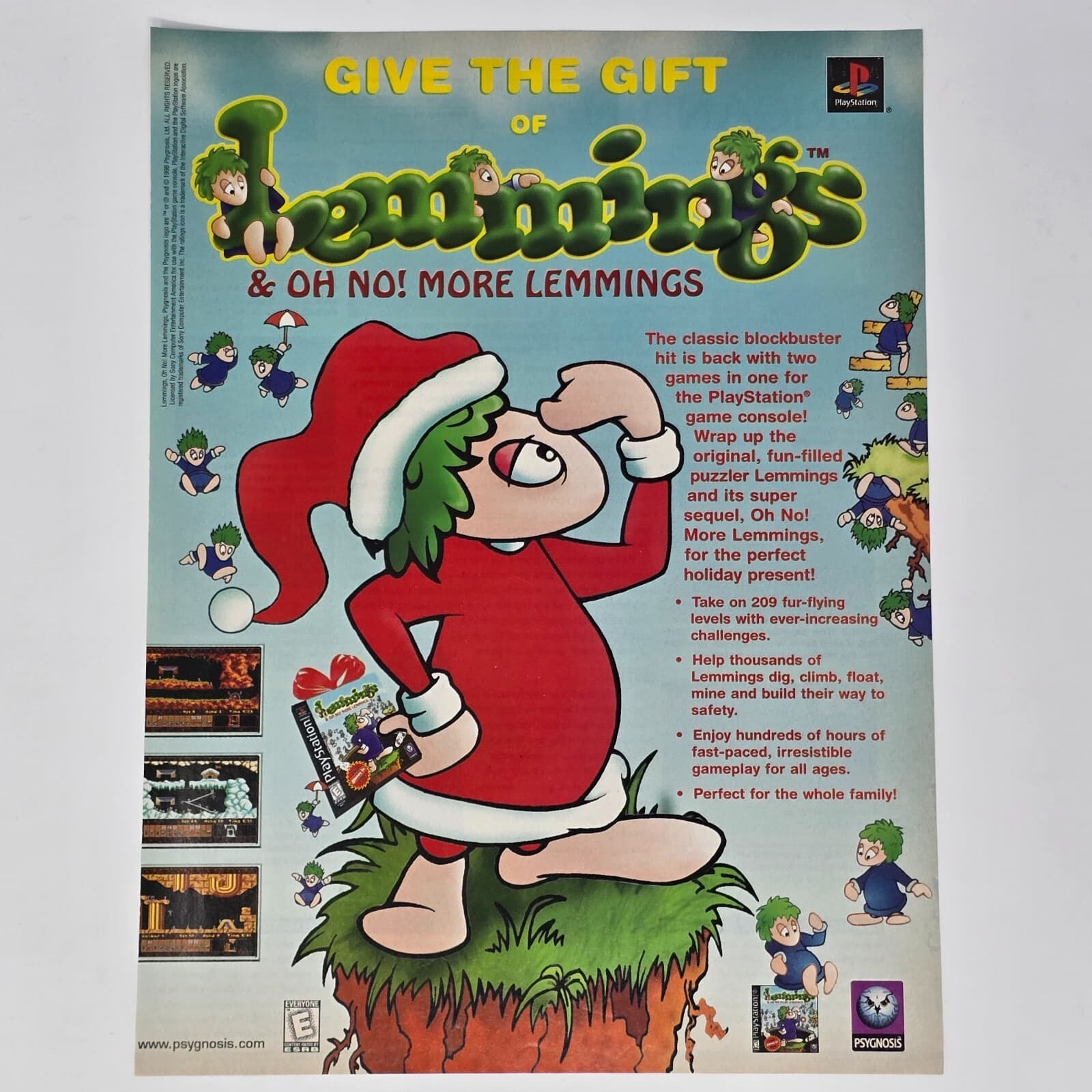 Lemmings Sony PlayStation 1 PS1 Christmas Print Ad/Poster Promo Art
