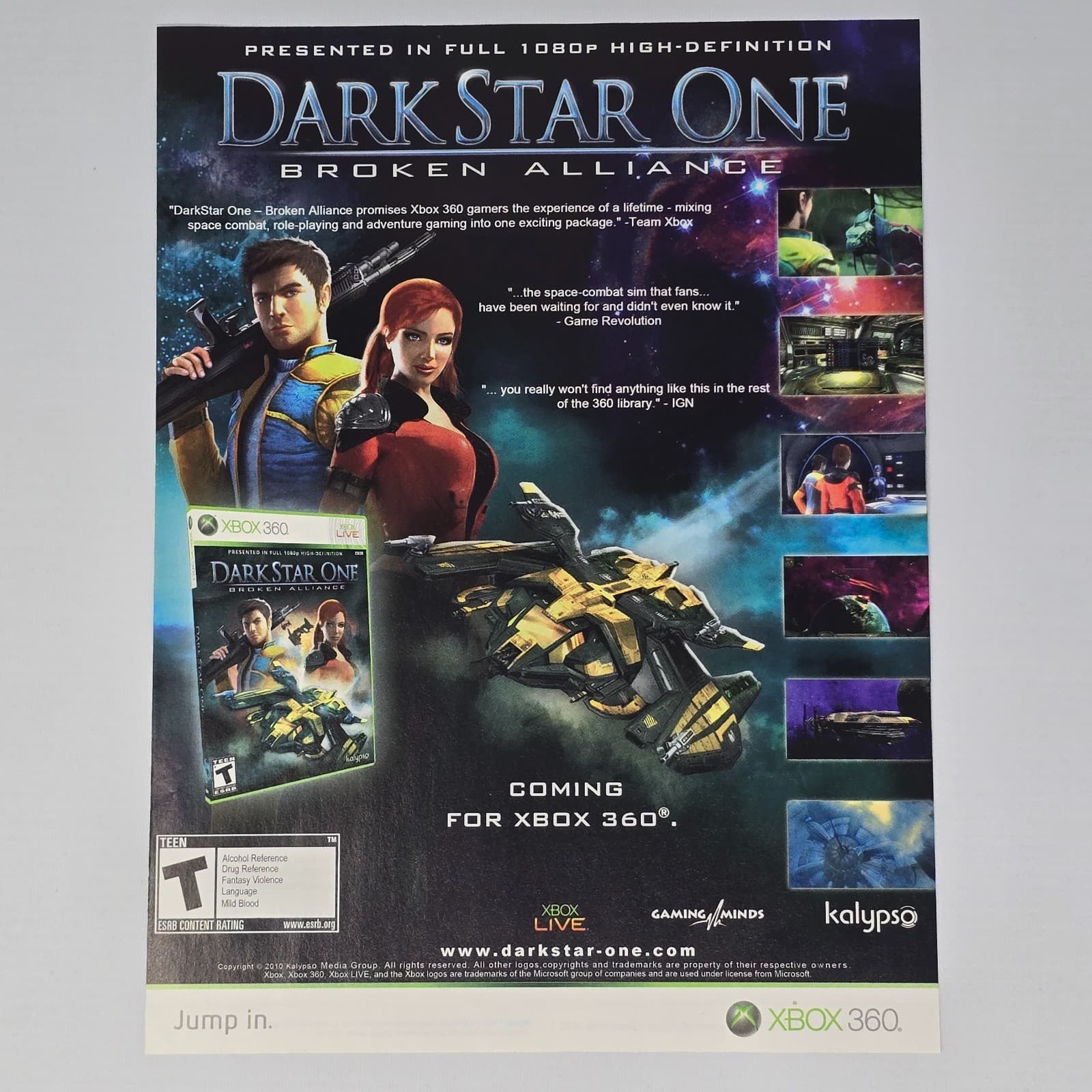 Dark Star One Broken Alliance Xbox 360 Presented Print Ad/Poster