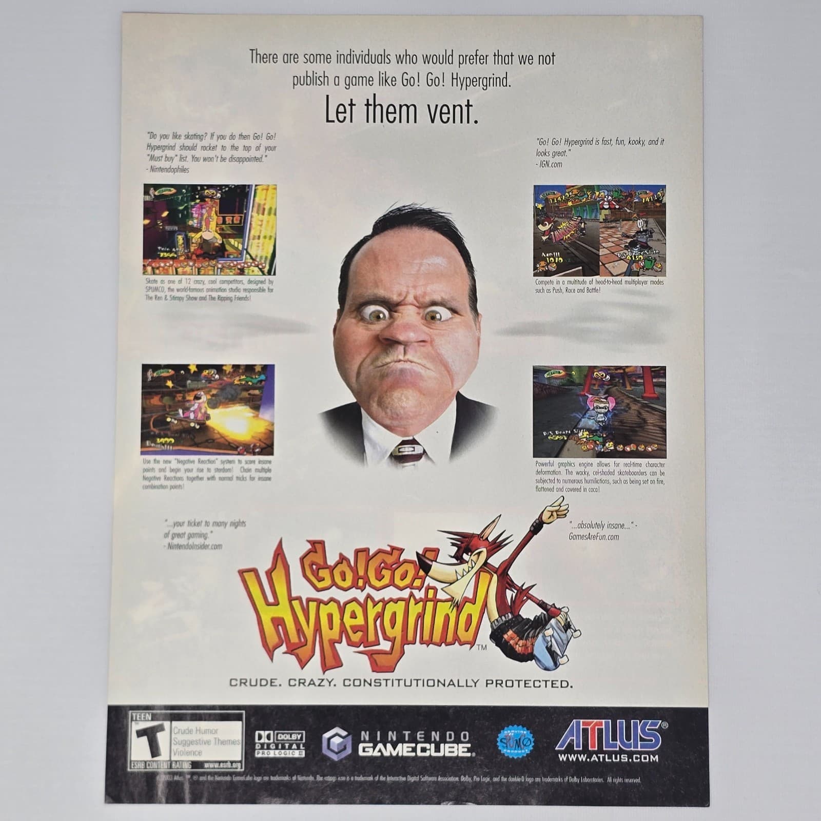 Hypergrind Nintendo GameCube Let The Vent Print Ad/Poster