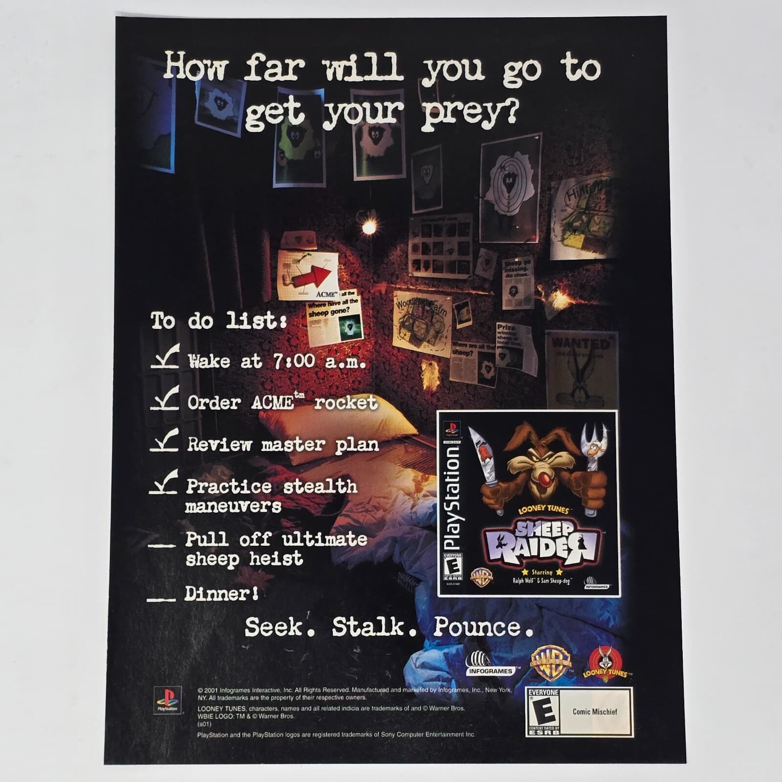 Looney Tunes Sheep Raider PlayStation 1 PS1 To Do List Print Ad/Poster Promo Art