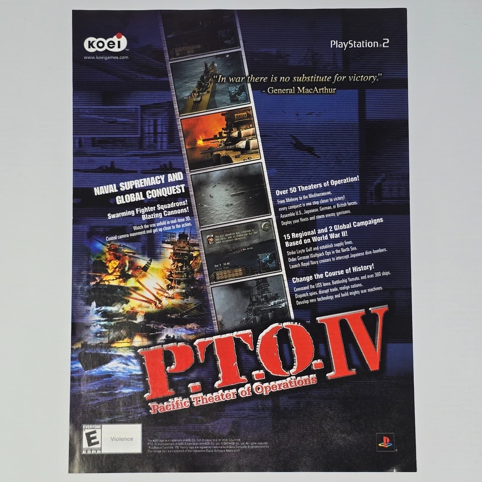 P.T.O. IV Pacific Theater Of Operations PlayStation 2 PS2 Authentic Magazine Ad