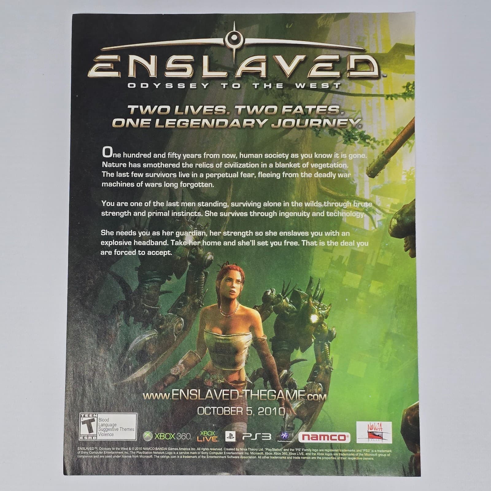 Enslaved Xbox 360 PlayStation 3 PS3 Odyssey Print Ad/Poster