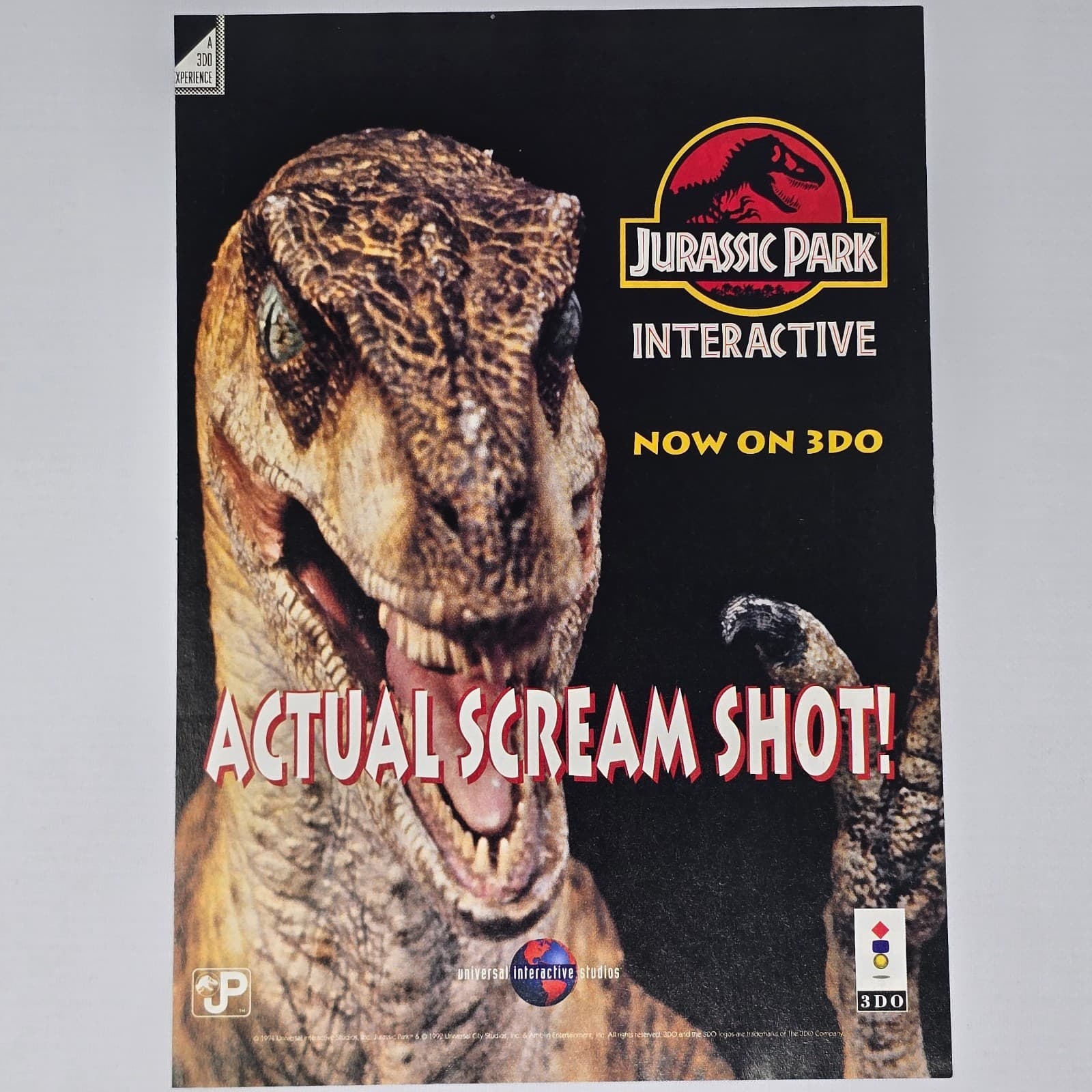 Jurassic Park Interactive 3DO Scream Shot Print Ad/Poster