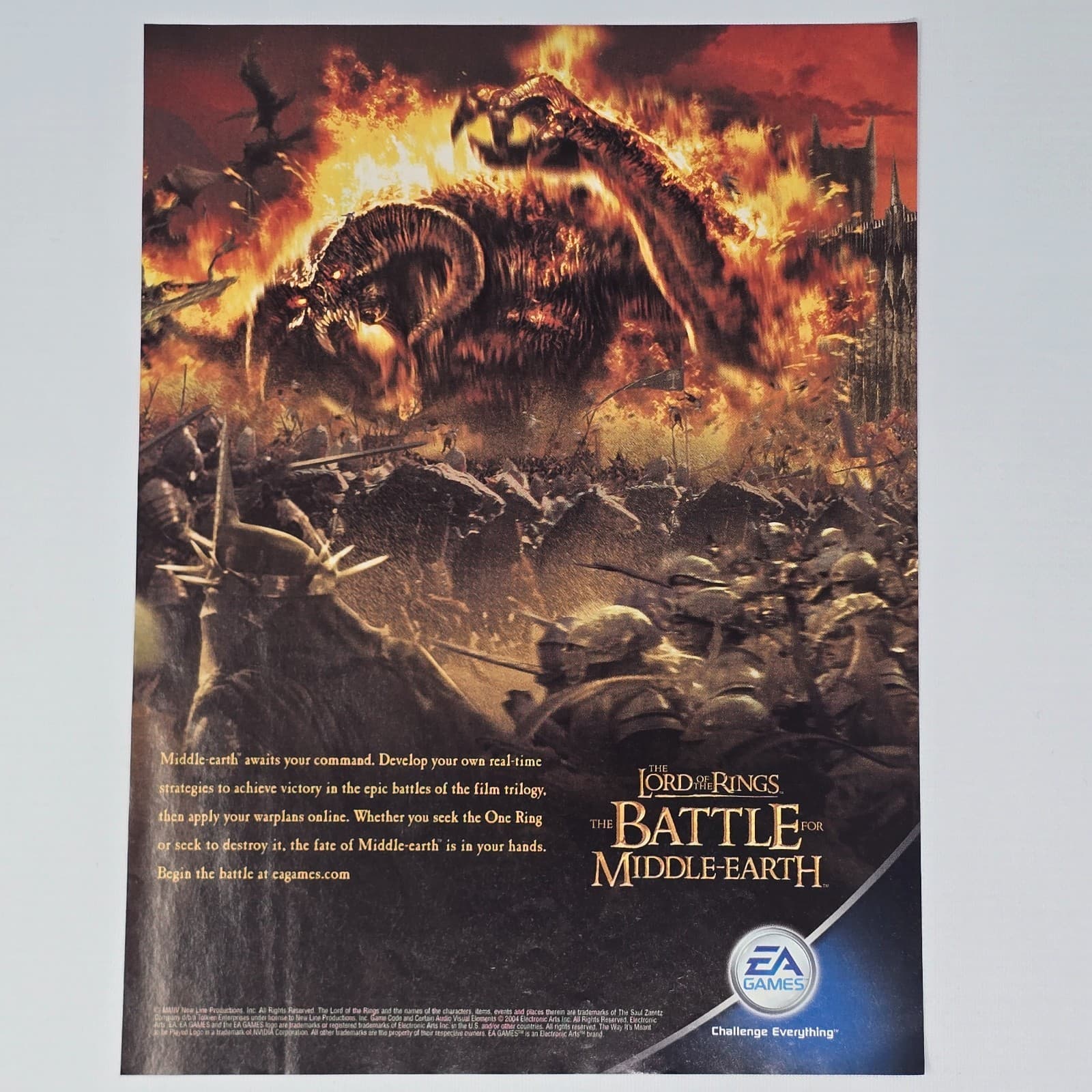 Lord Of The Rings Battle Of Middle Earth PC Develop Print Ad/Poster