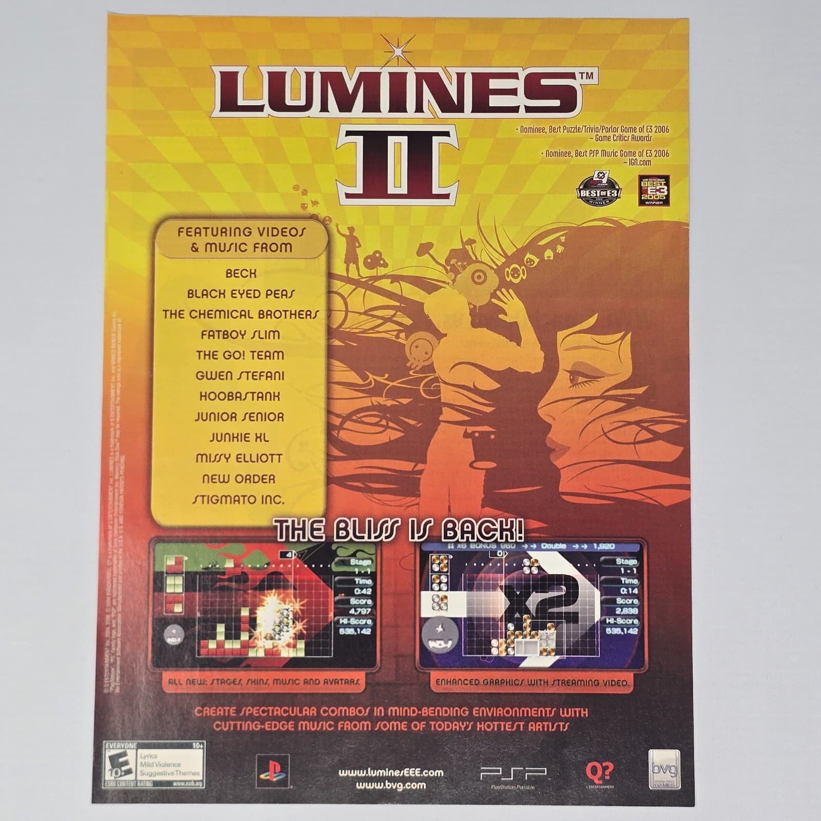 Lumines II 2 PSP Bliss Is Back Print Ad/Poster