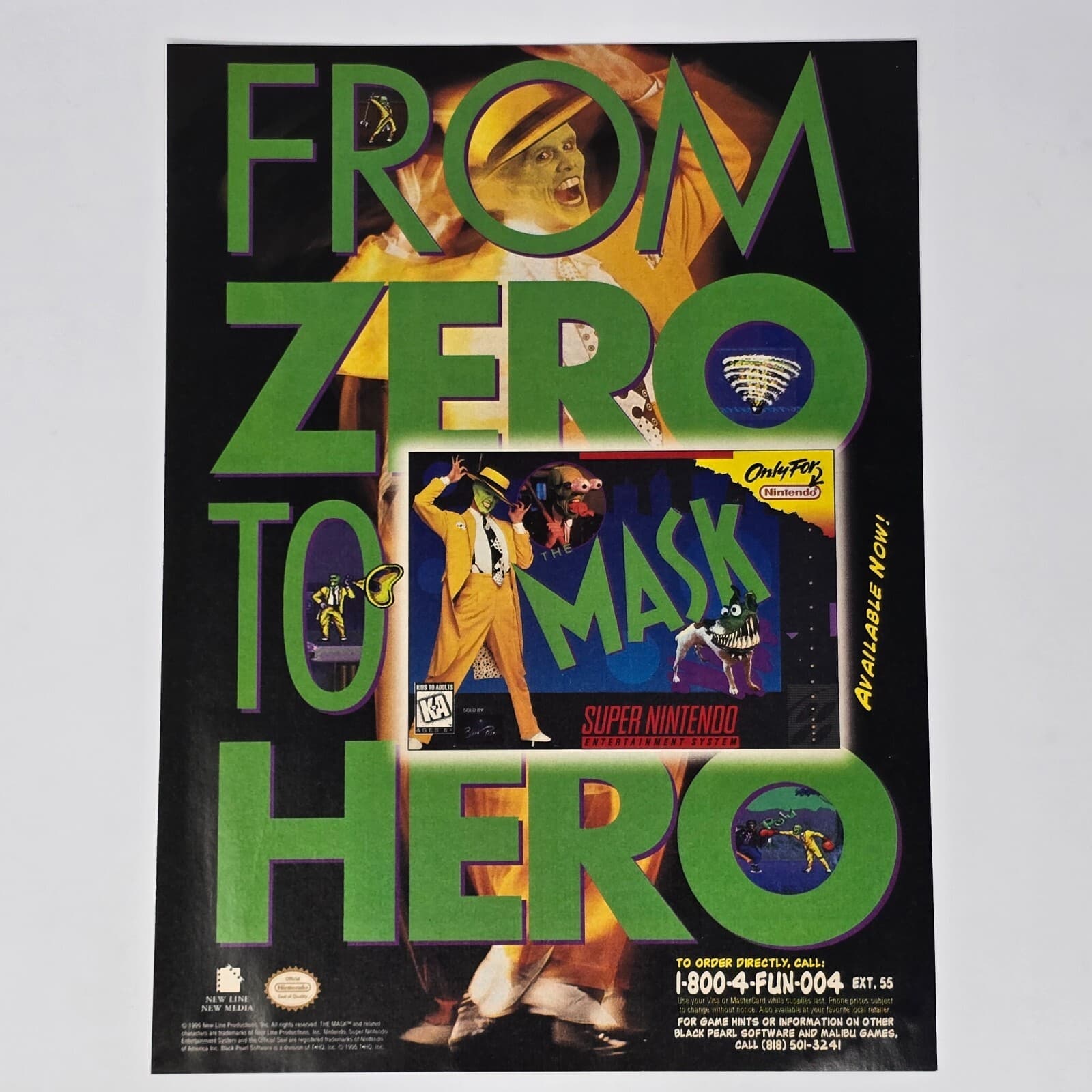 The Mask Super Nintendo SNES Zero to Hero Print Ad/Poster Promo Art