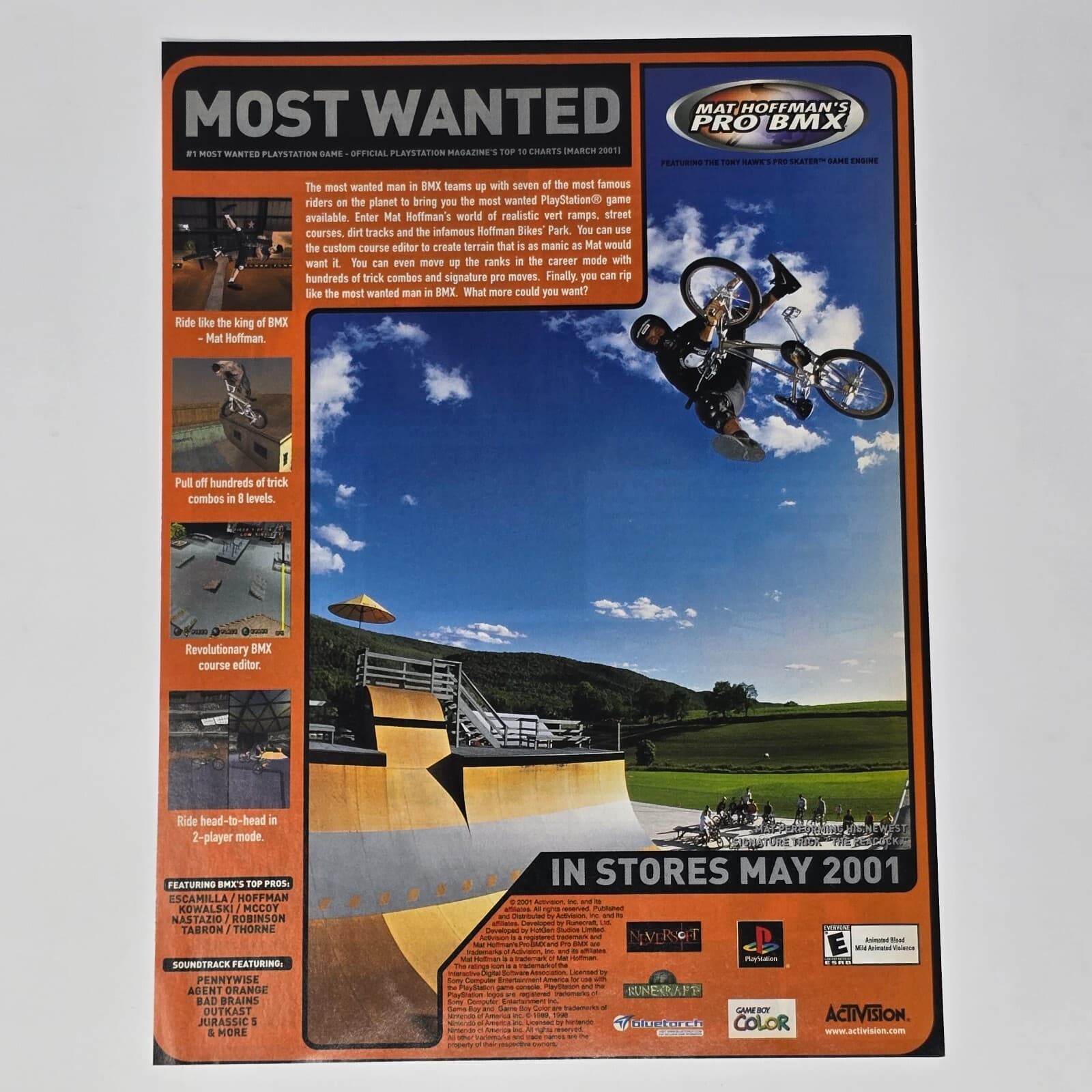 Mat Hoffman's Pro BMX Sony PS1 GameBoy Color Wanted Print Ad/Poster Promo Art
