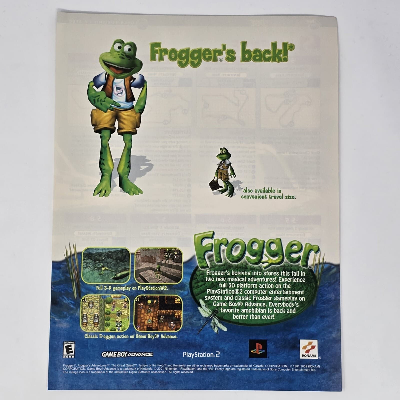 Frogger PS2 GameBoy Advance Frogger's Back Print Ad/Poster Official Promo Art