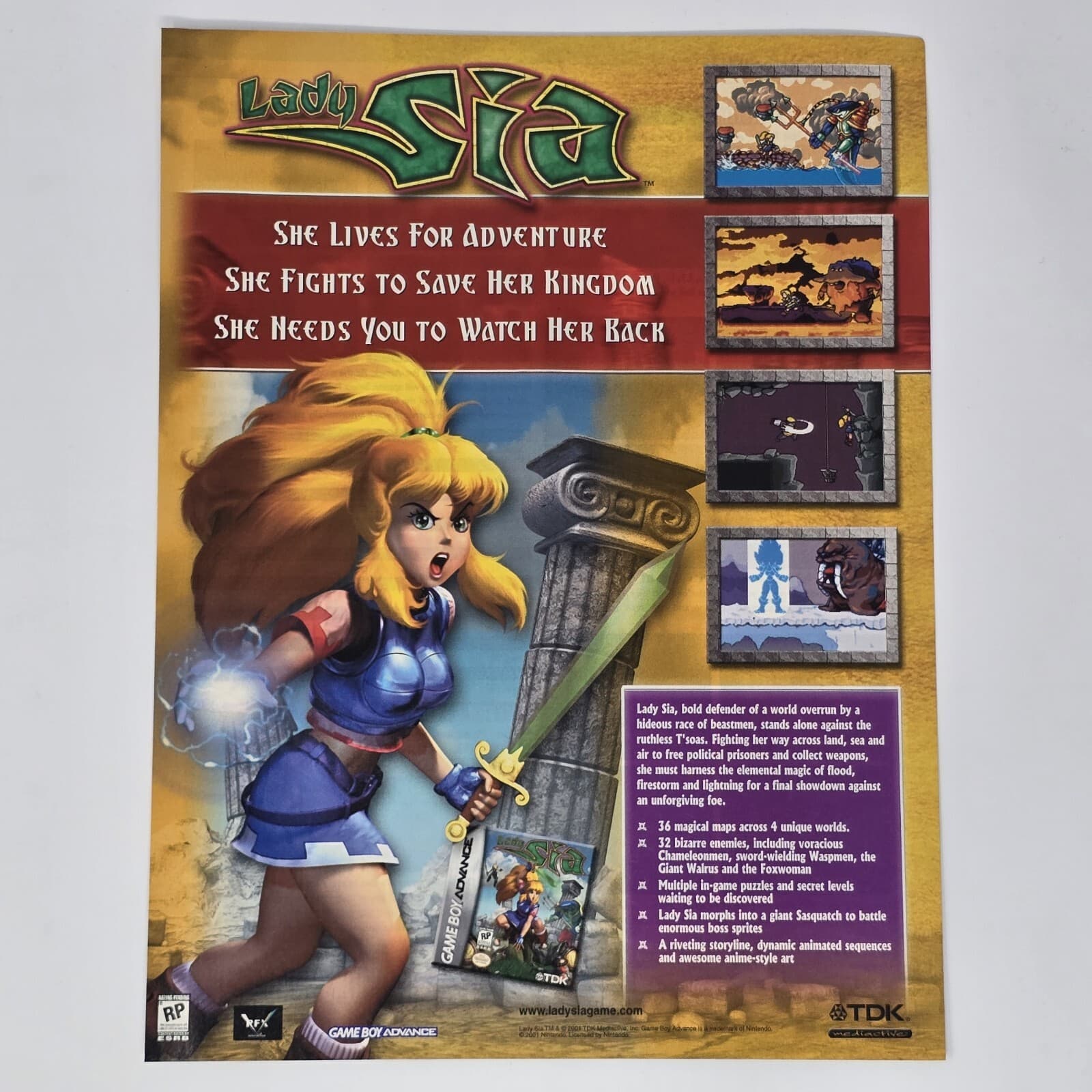 Lady Sia Nintendo GameBoy Advance She Lives Print Ad/Poster Official Promo Art