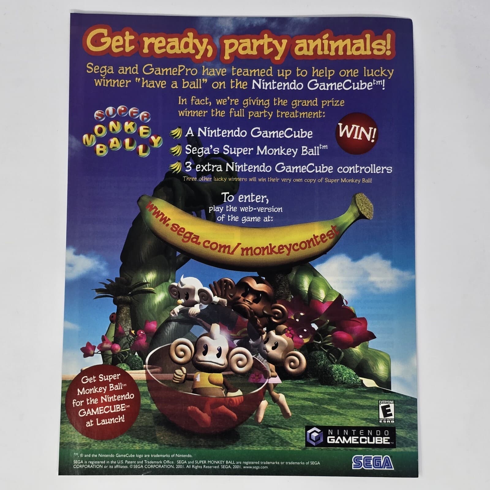 Super Monkey Ball Nintendo GameCube Contest Print Ad/Poster Official Promo Art