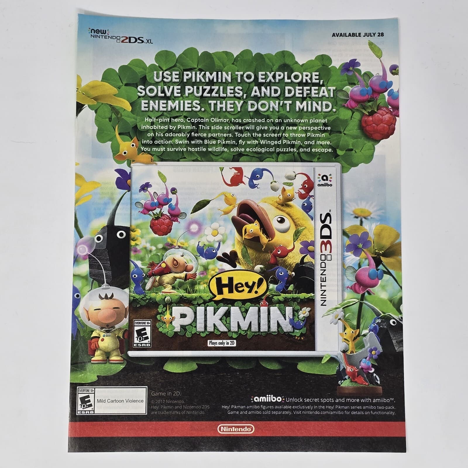 Hey Pikimin Nintendo 3DS Explore Sokve Defeat Print Ad/Poster Official Promo Art
