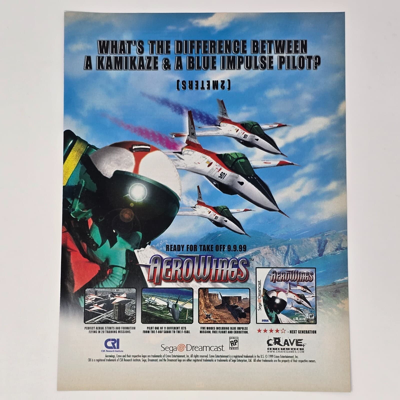 AeroWings Sega Dreamcast Difference Print Ad/Poster Official Promo Art