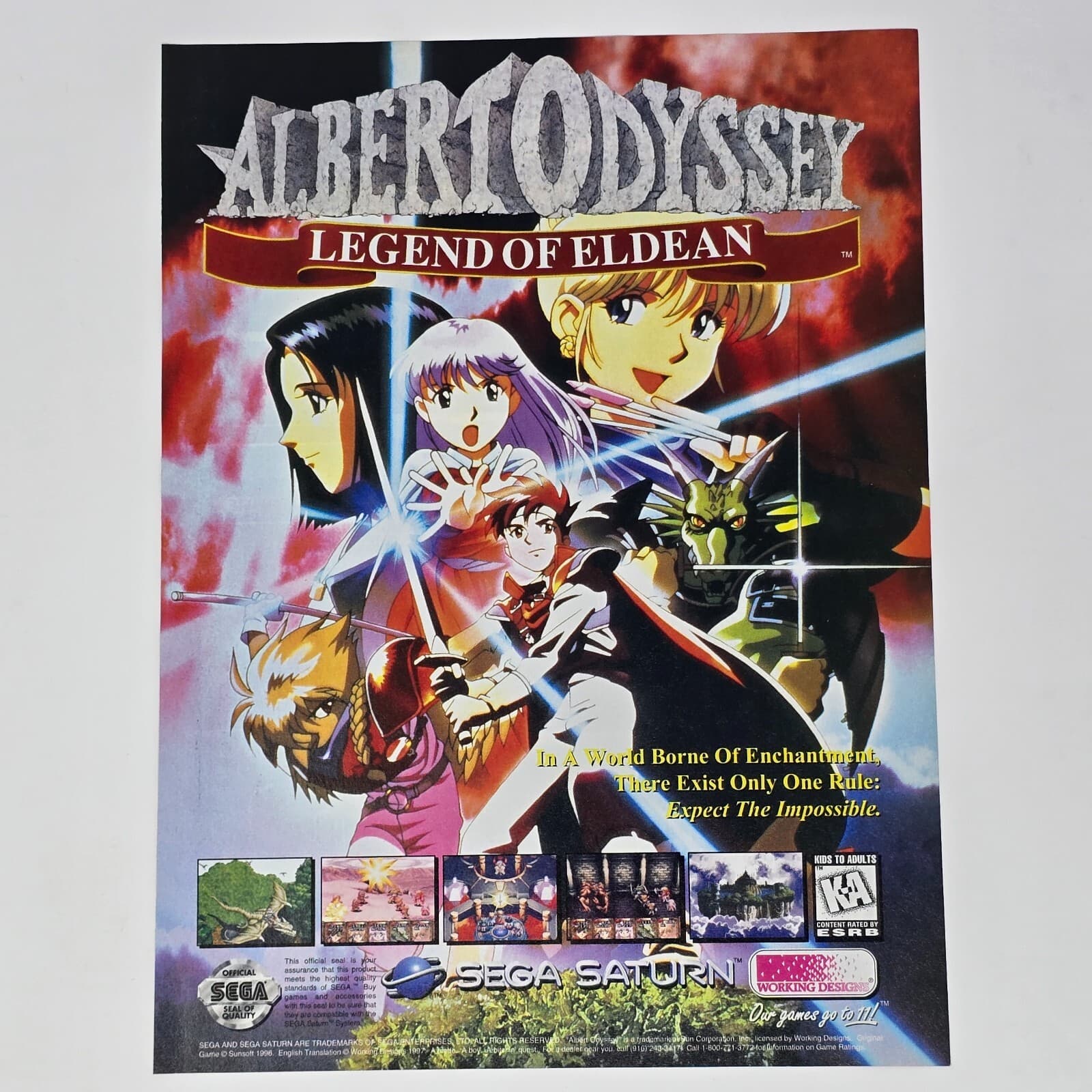 Albert Odyssey Sega Saturn Enchantment Print Ad/Poster Official Promo Art