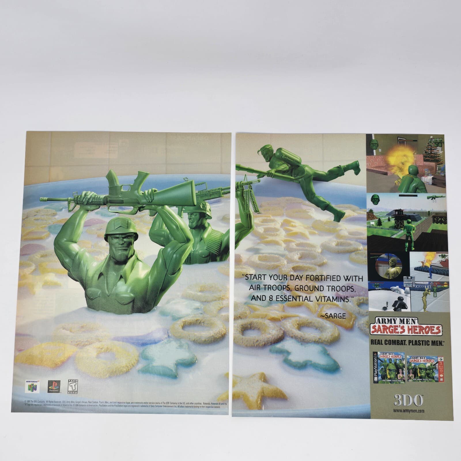 Army Men Sarges Heros PS1 N64 Vitamins Print Ad/Poster Official Promo Art