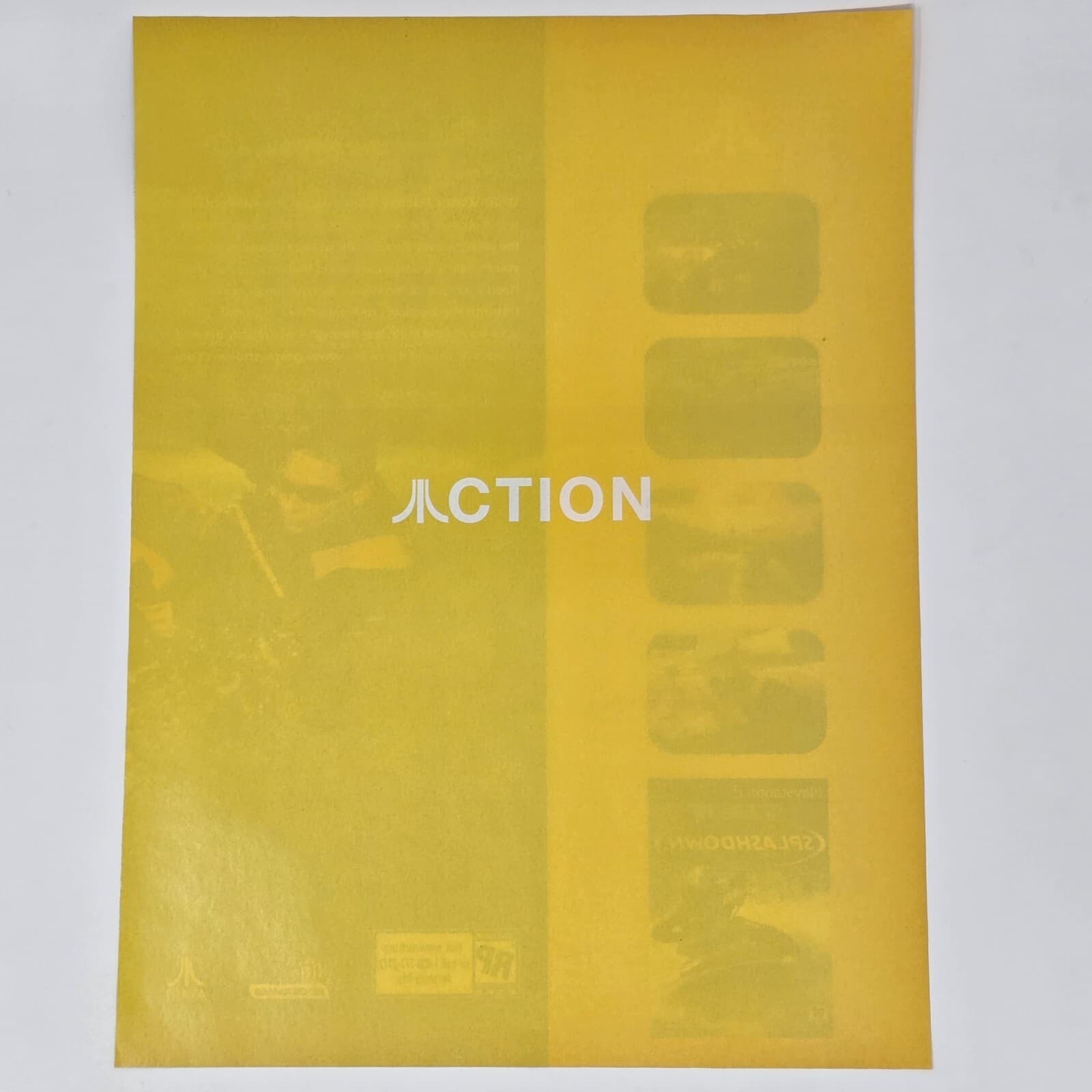 Atari Action Yellow Print Ad/Poster Official Promo Art