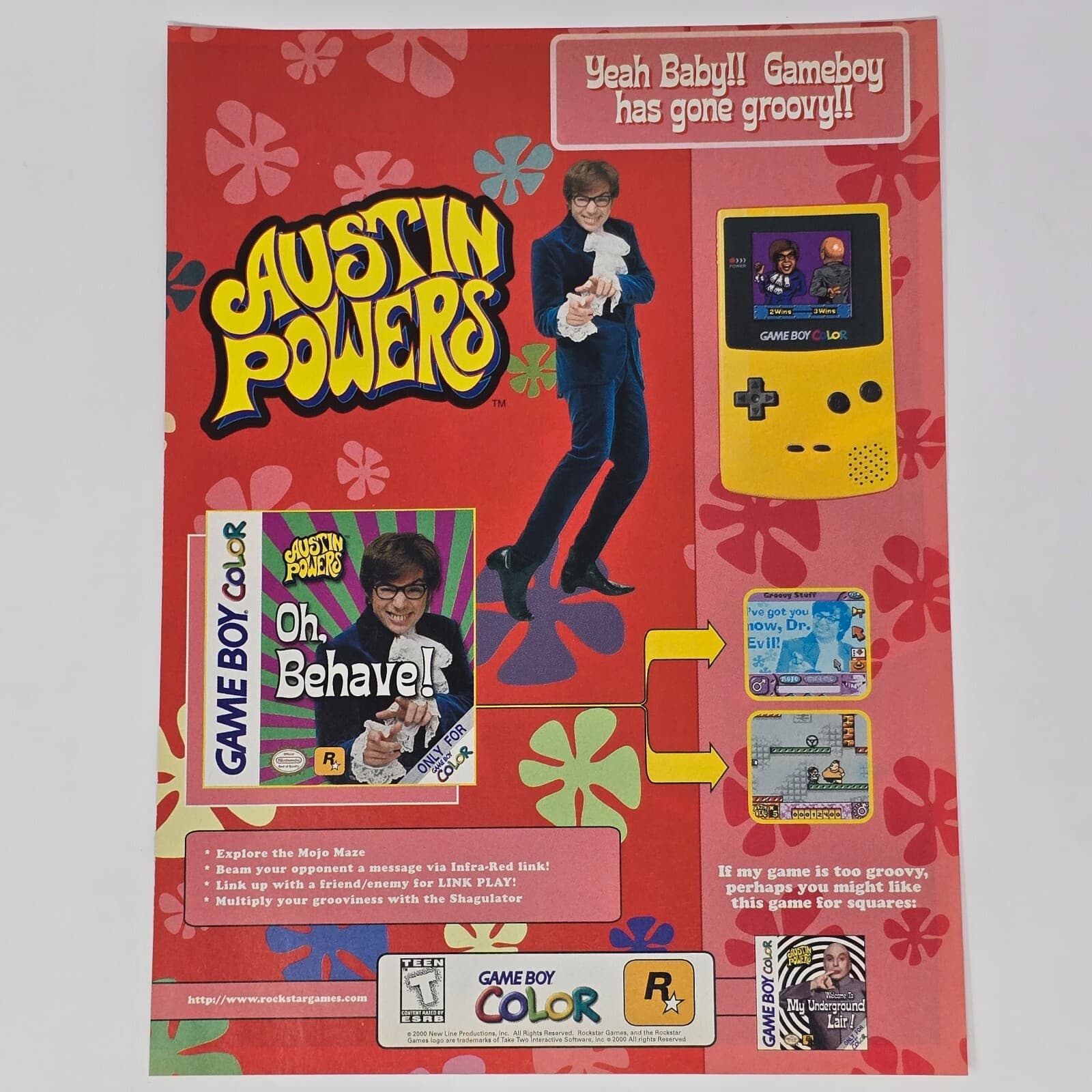 Austin Powers Oh Behave GameBoy Color Groovy Print Ad/Poster Official Promo Art