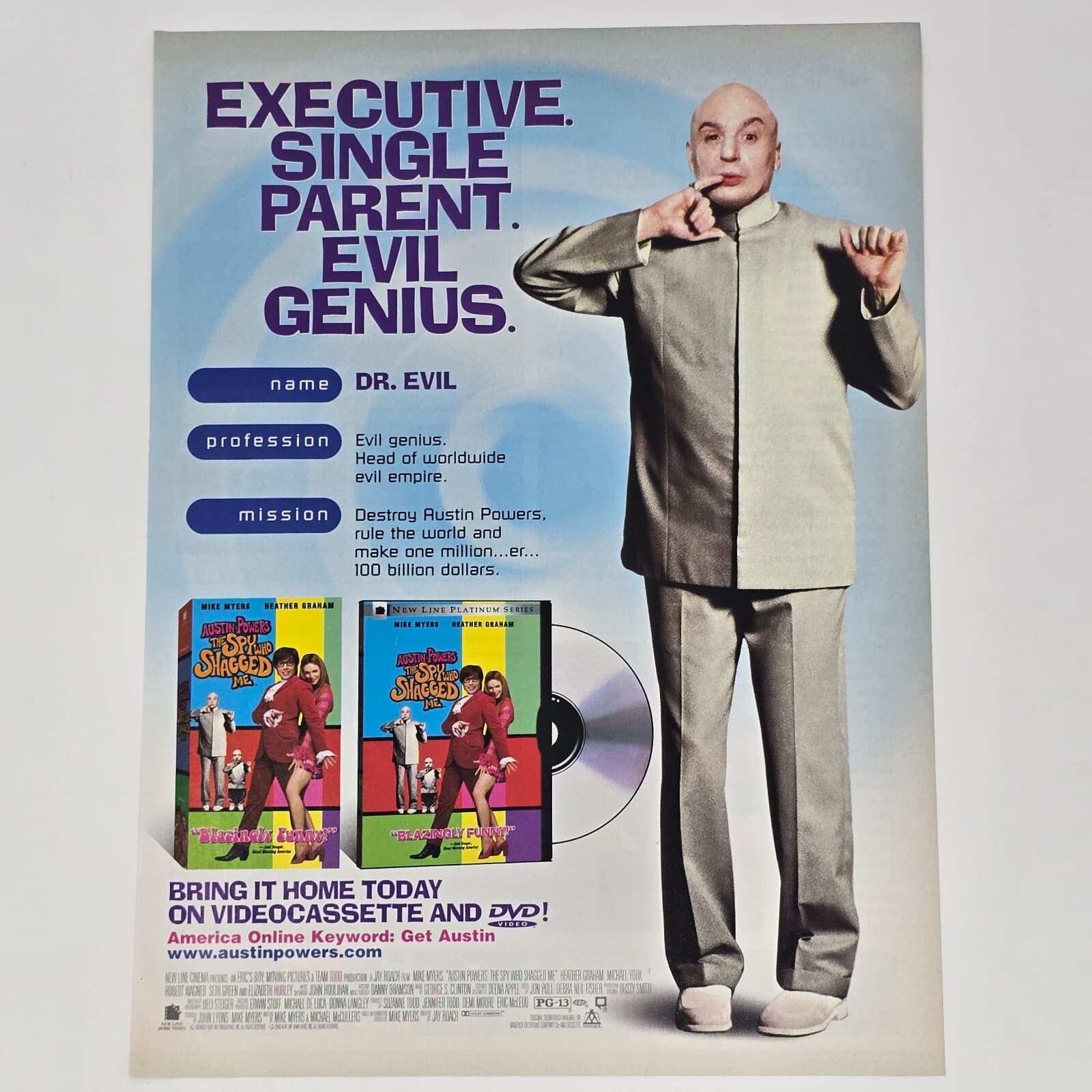 Austin Powers Spy Who Shagged Me DVD Genius Print Ad/Poster Official Promo Art
