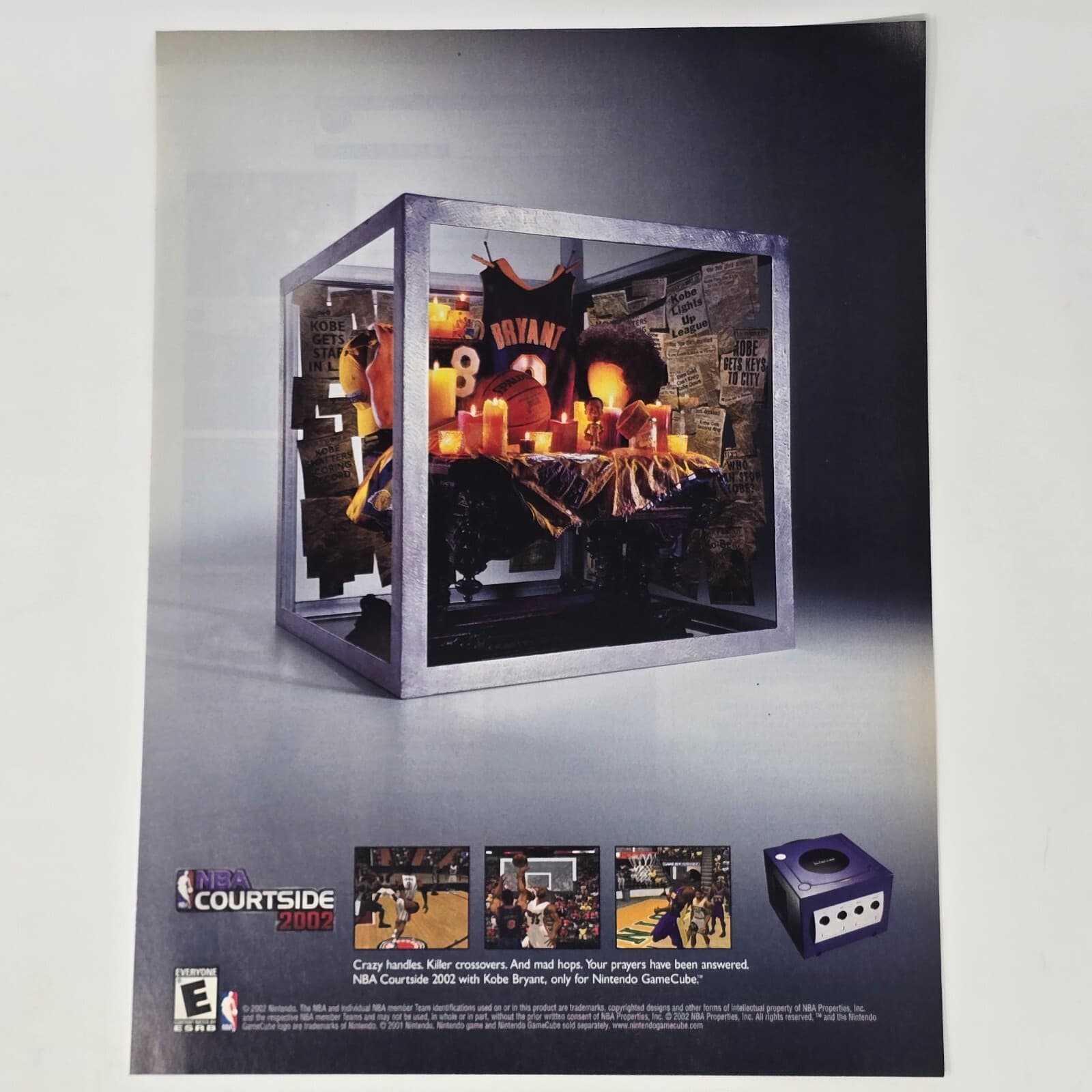NBA Courtside 2002 Nintendo GameCube Kobe Bryant Crazy Print Ad/Poster Promo Art