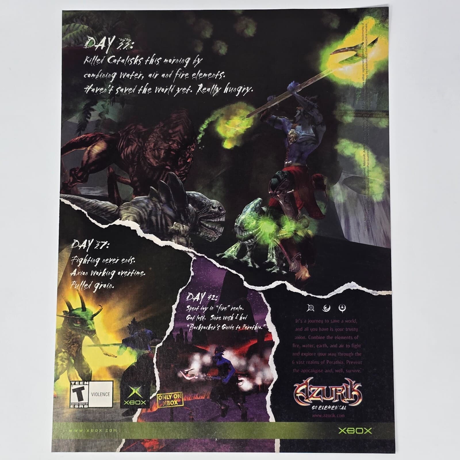 Azurik Go Elemental Xbox Day 33 Print Ad/Poster Official Promo Art