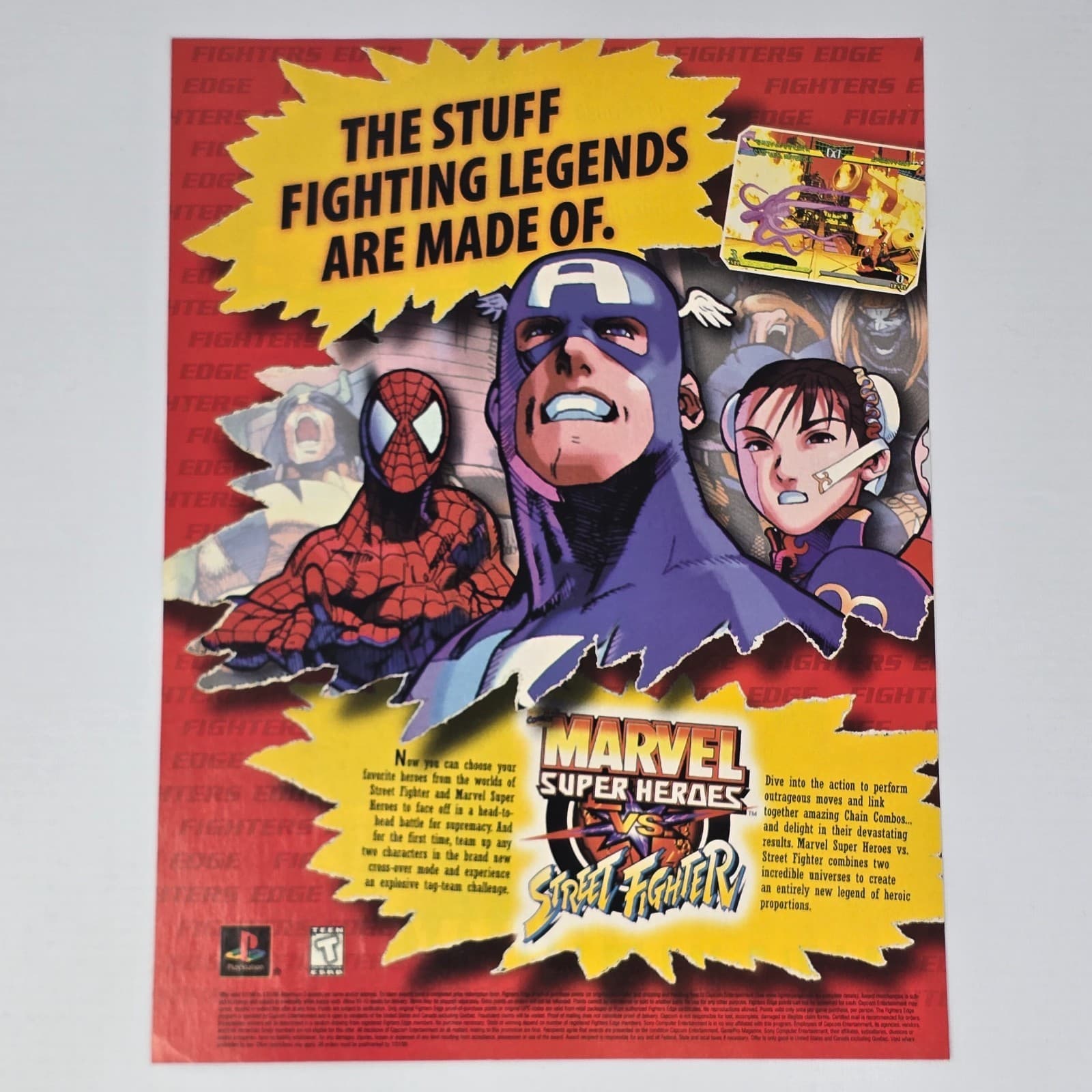 Marvel Super Heroes VS Street Fighter PlayStation 1 PS1 Legends Print Ad/Poster