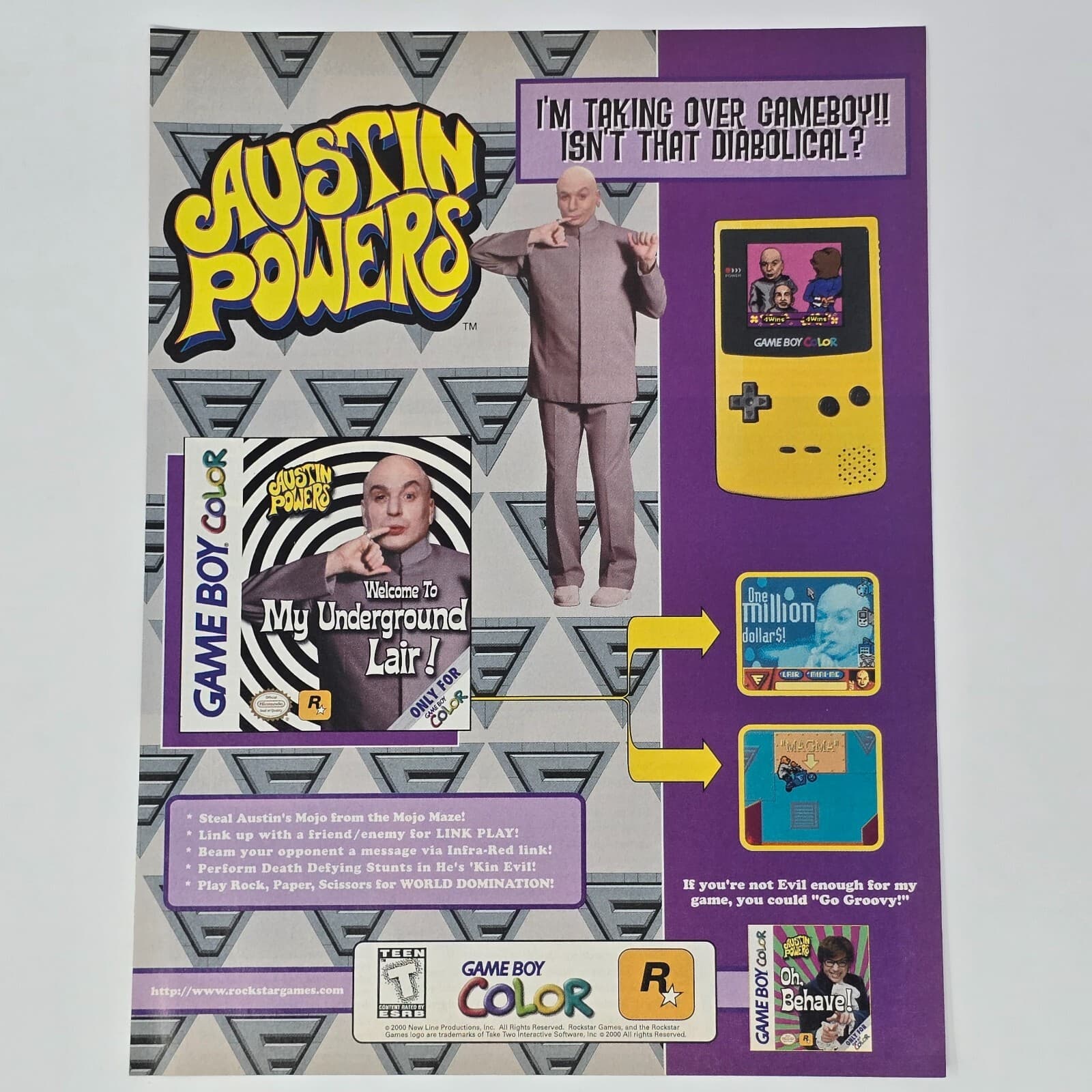 Austin Powers Underground Lair GameBoy Diabolical Print Ad/Poster Official Promo