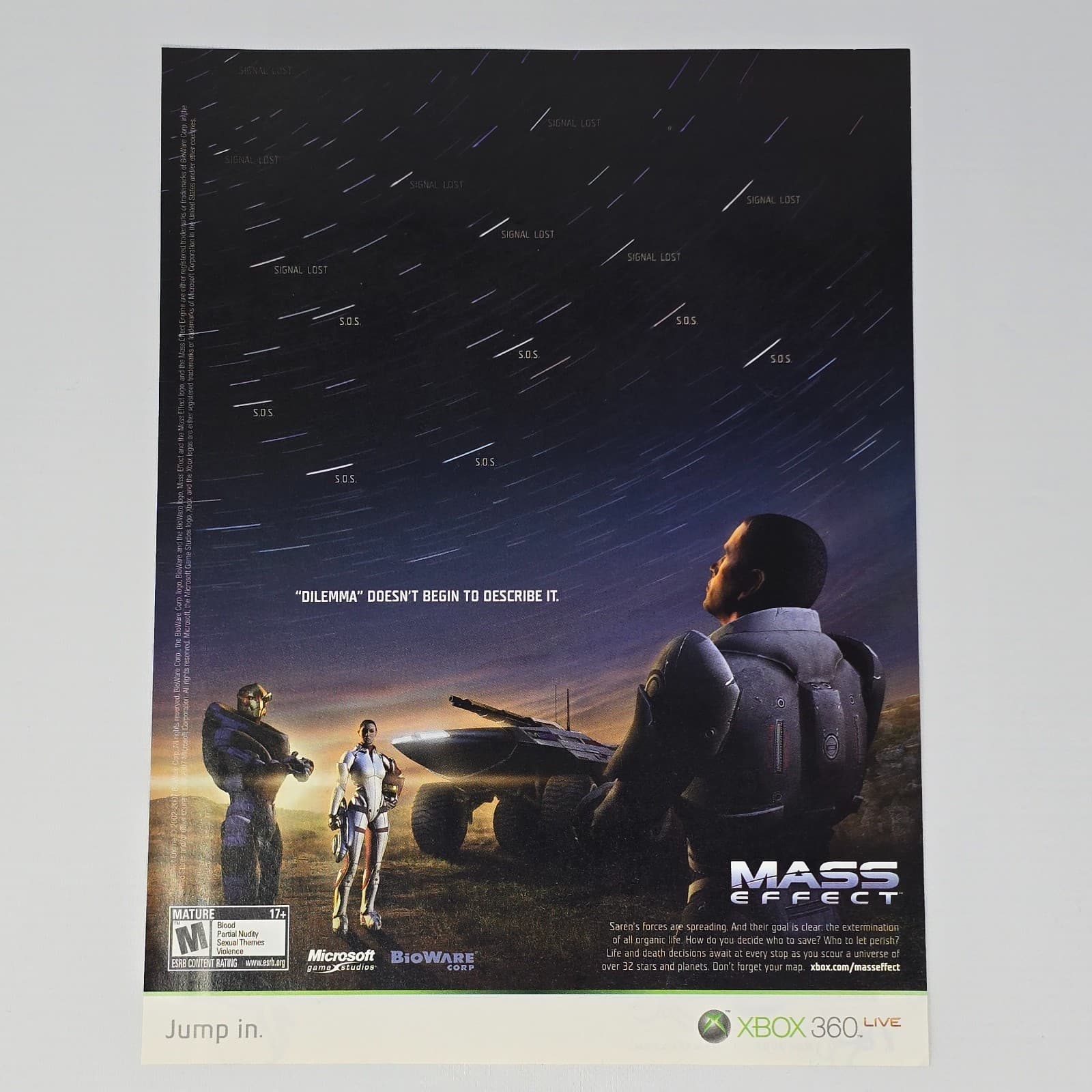 Mass Effect Microsoft Xbox 360 Describe It Print Ad/Poster