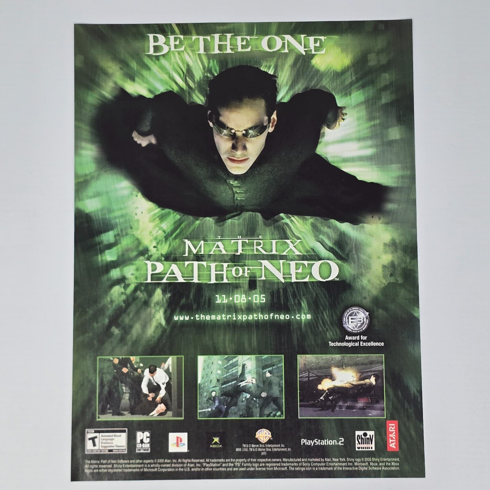 The Matrix Path Of Neo Xbox PS2 PC Be The One Print Ad/Poster