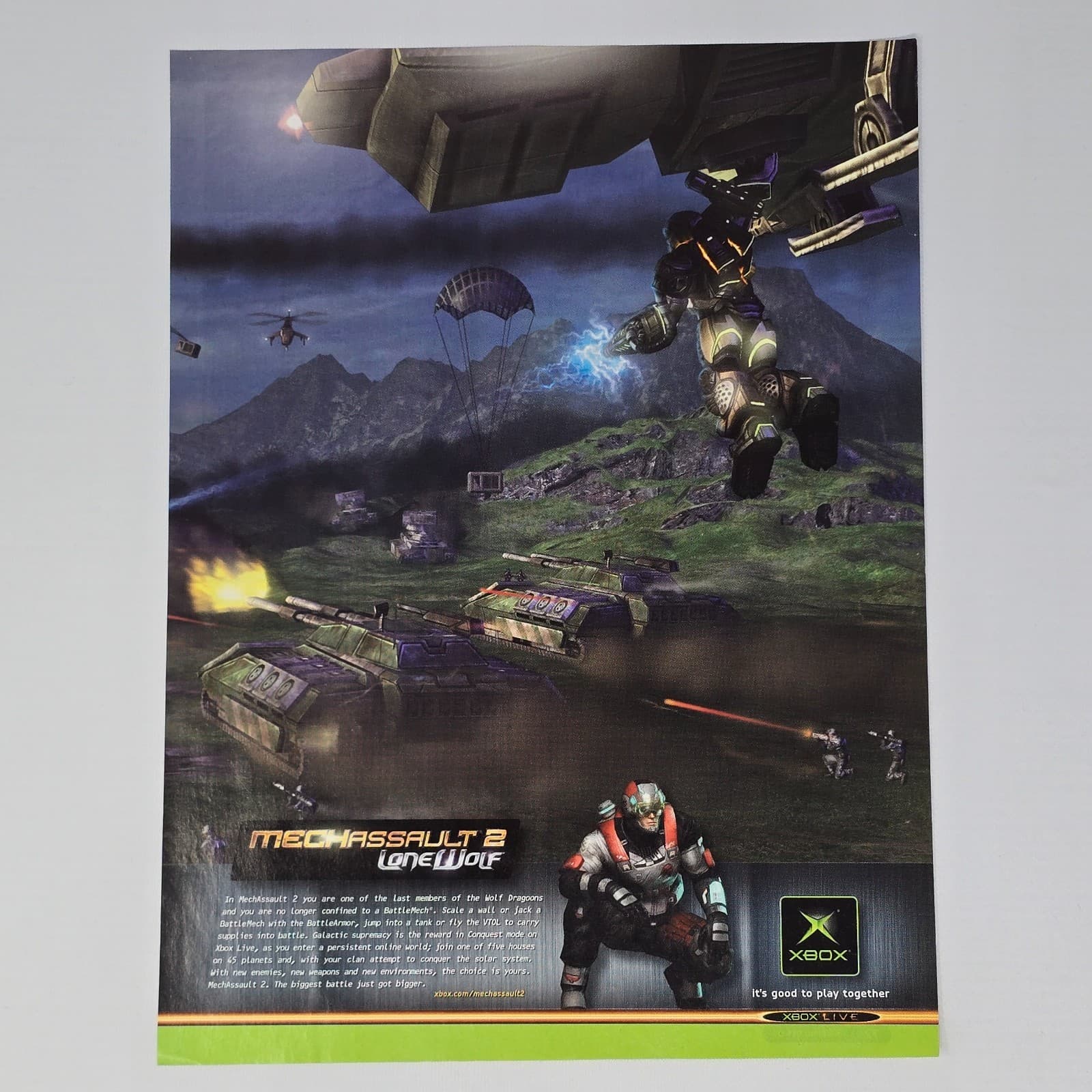 Mechassault 2 Lone Wolf Microsoft Xbox Dragoons Print Ad/Poster