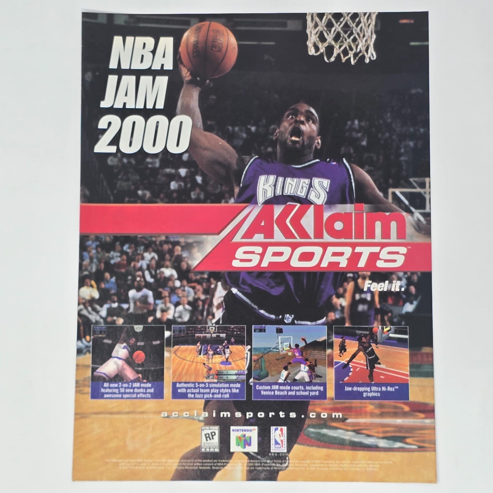 NBA Jam 2000 Nintendo 64 N64 Chris Webber Jaw-Dropping Print Ad/Poster Promo Art