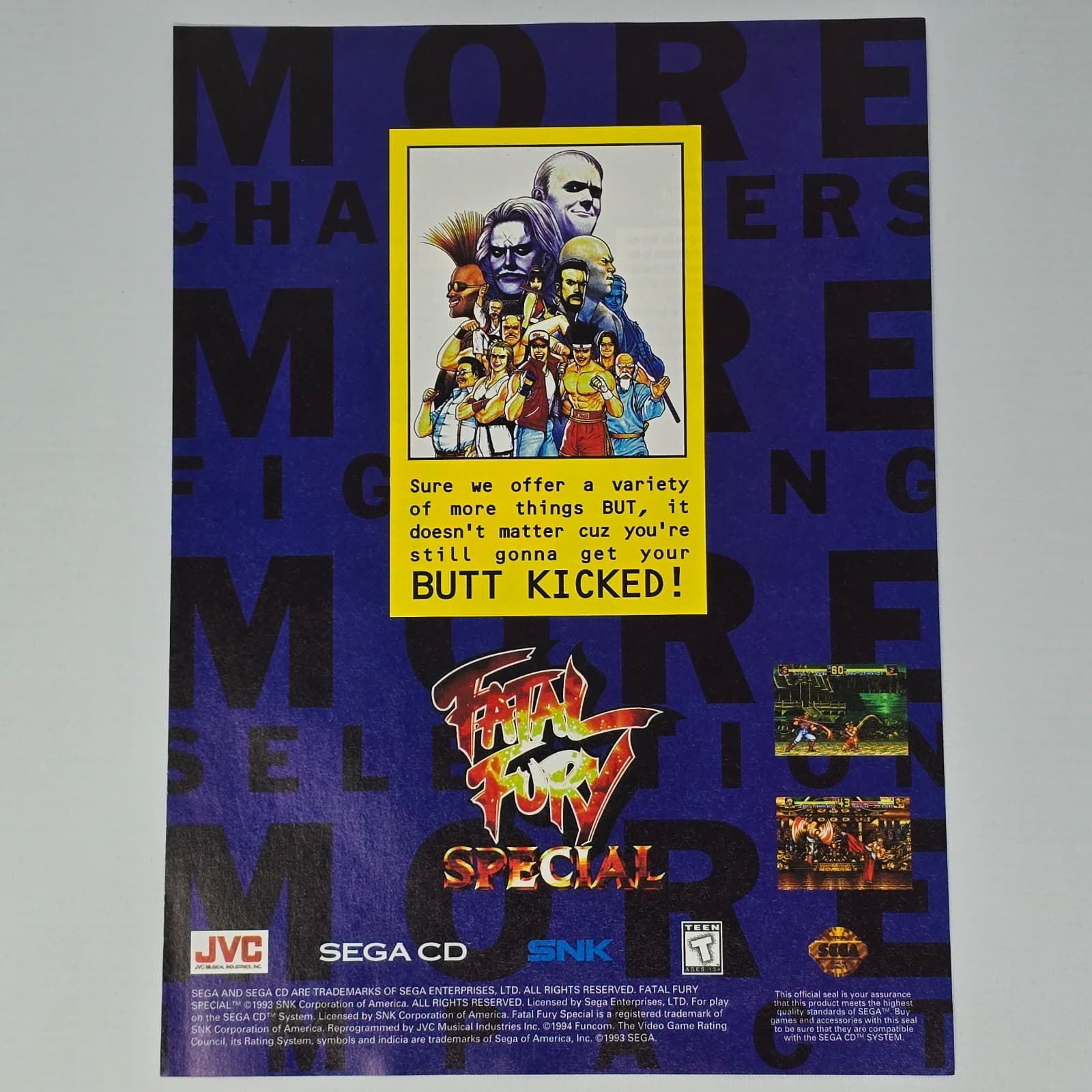 Fatal Fury Special Sega CD Butt Kicked Print Ad/Poster