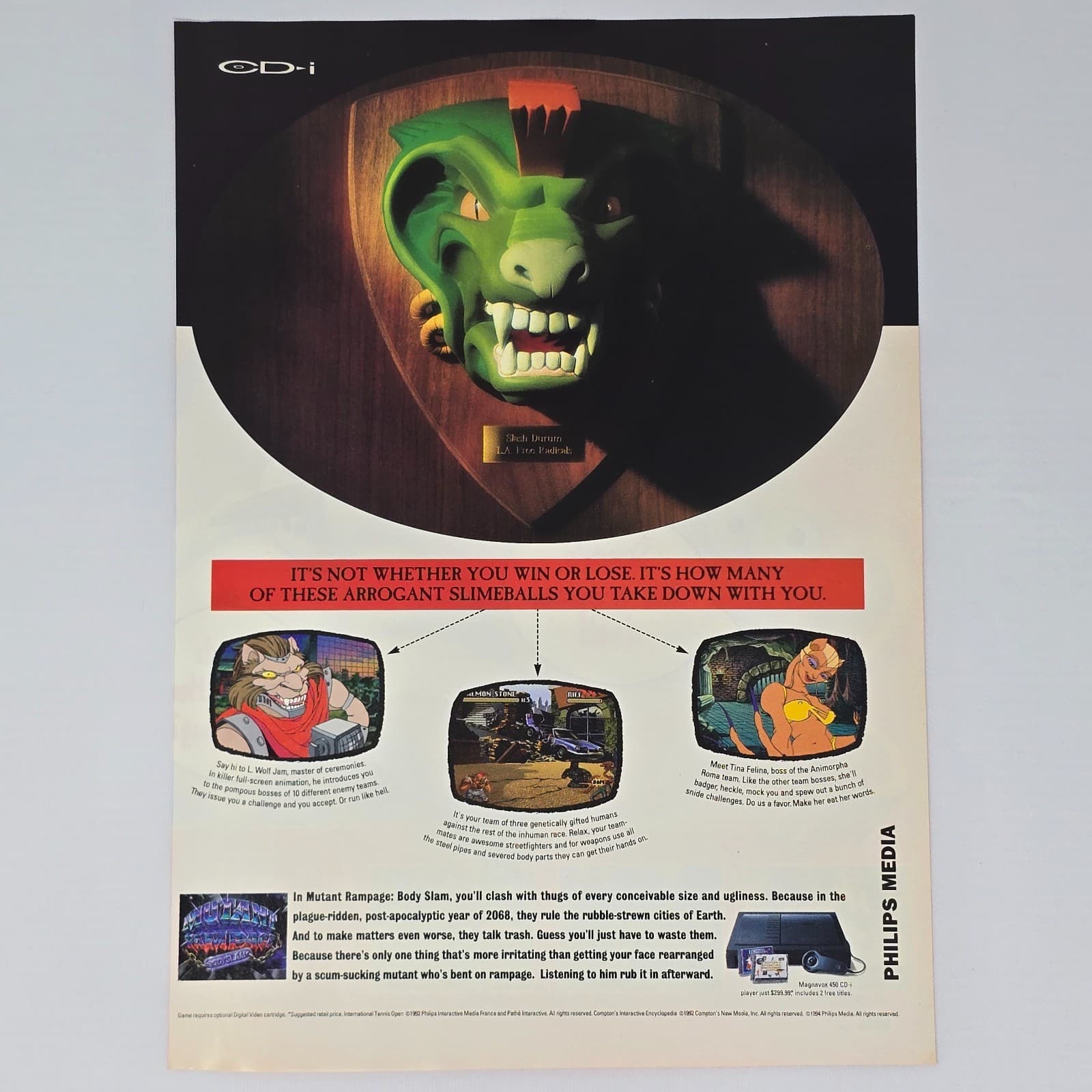 Mutant Rampage Body Slam Philips CD-i Arrogant Print Ad/Poster