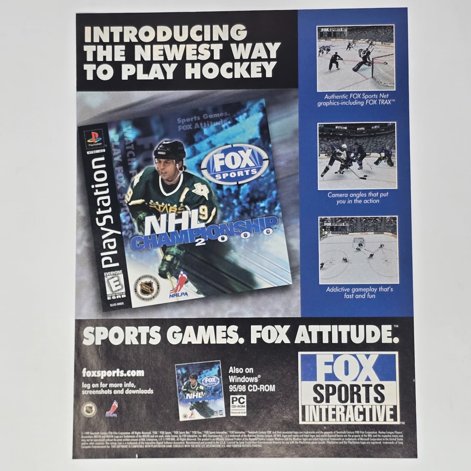 NHL Championship 2000 Fox Sports PlayStation 1 PS1 PC Print Ad/Poster Promo Art