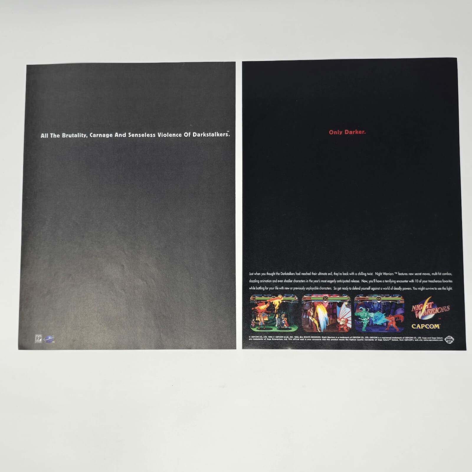 Night Warriors Sega Saturn Only Darker Print Ad/Poster Promo Art