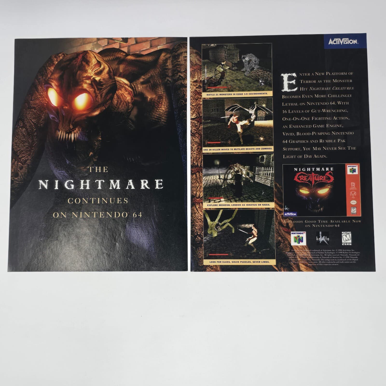 Nightmare Creatures Nintendo 64 N64 Bloody Good Print Ad/Poster Promo Art