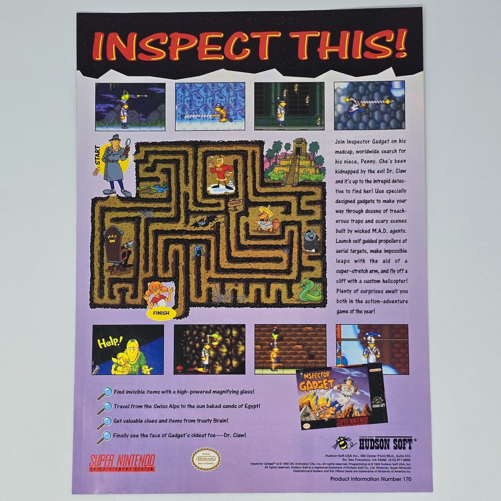 Inspector Gadget Super Nintendo SNES Inspect This! Print Ad/Poster