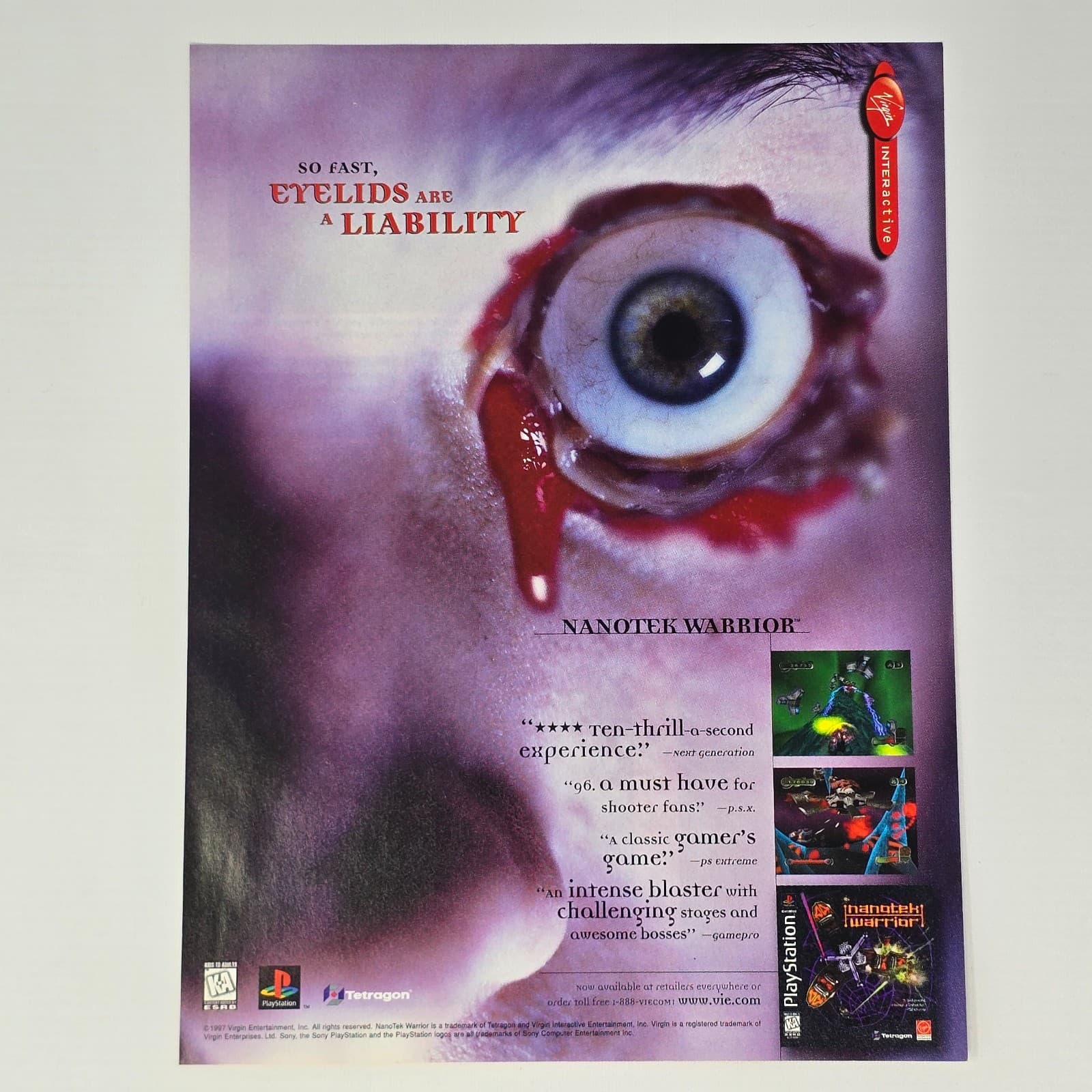 Nanotek Warrior Sony PlayStation 1 PS1 Eyelids Print Ad/Poster