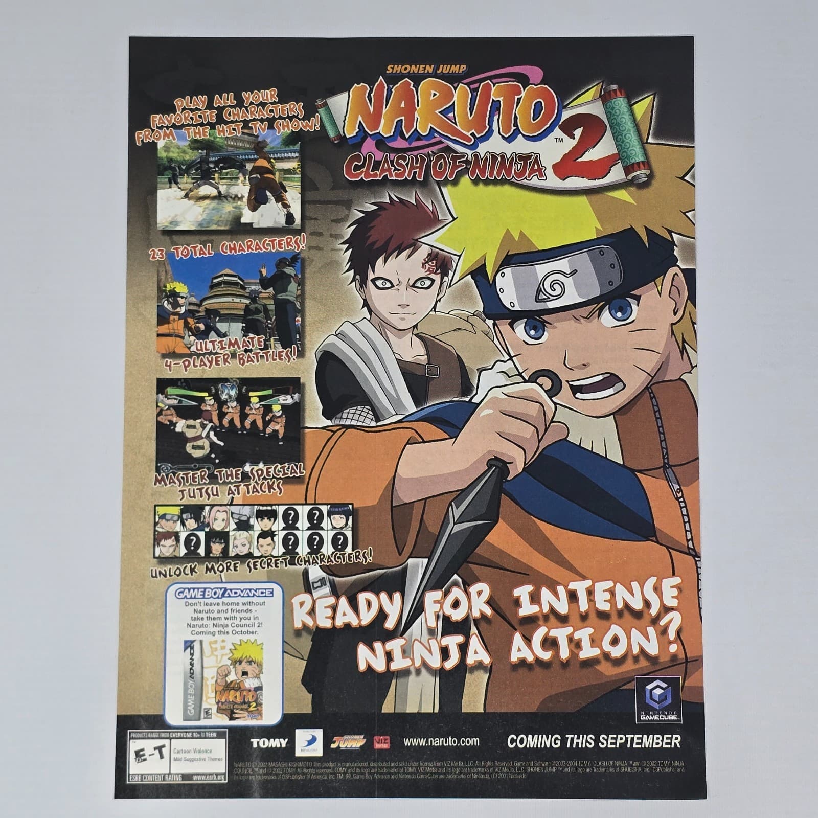 Naruto Clash Of Ninja 2 Nintendo GameCube Intense Print Ad/Poster