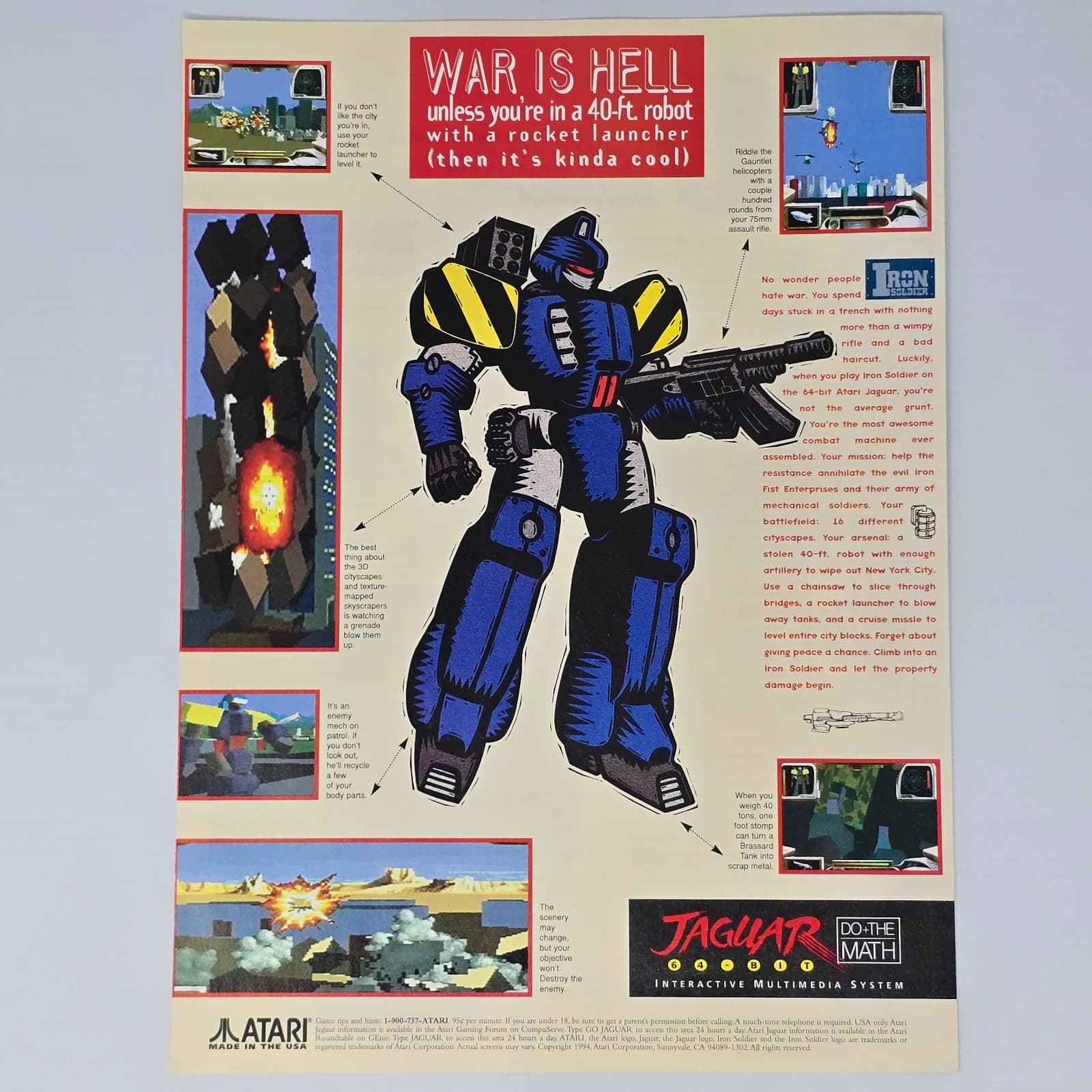 Iron Soldier Atari Jaguar War Is Hell Print Ad/Poster