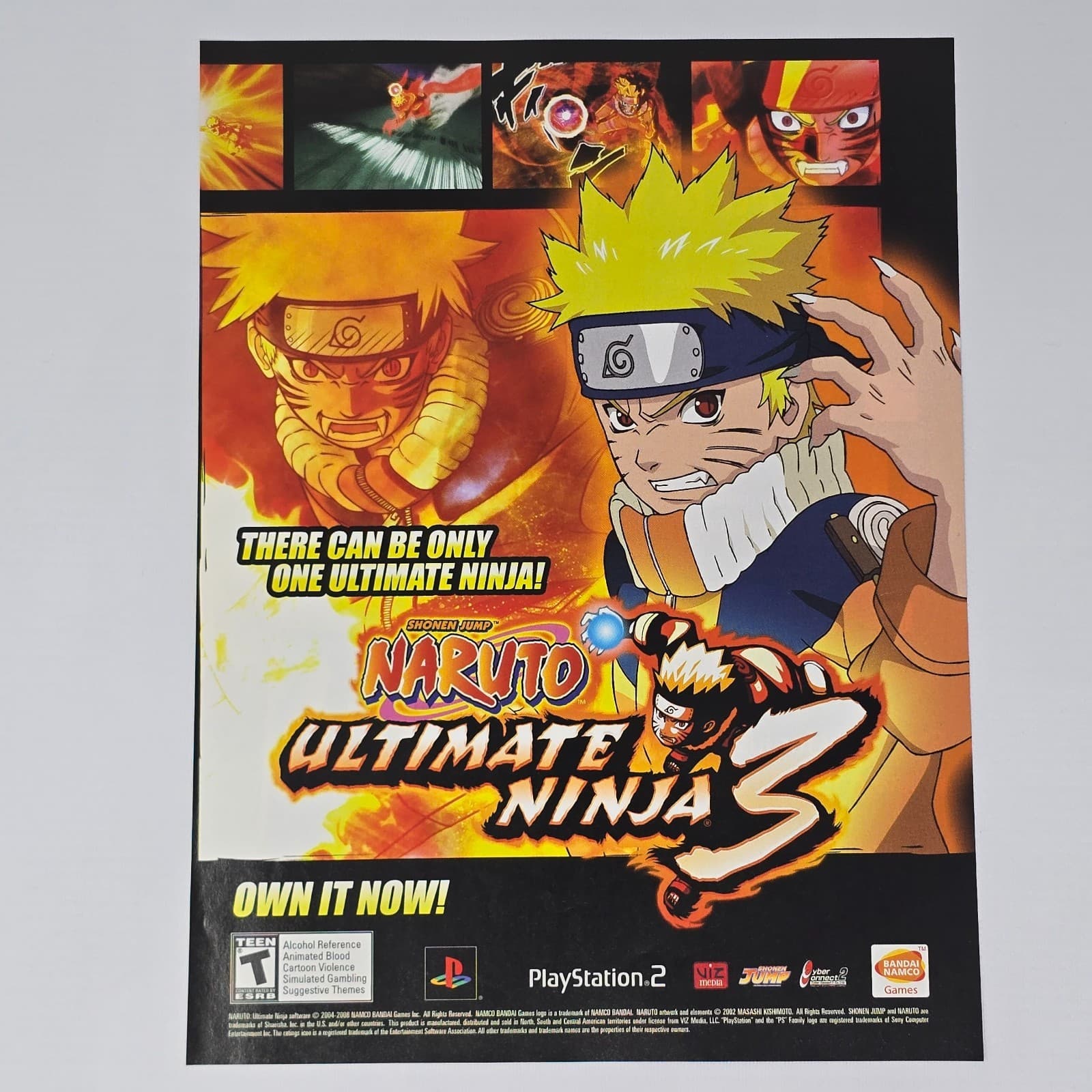 Naruto Ultimate Ninja 3 PlayStation 2 PS2 Only One Print Ad/Poster