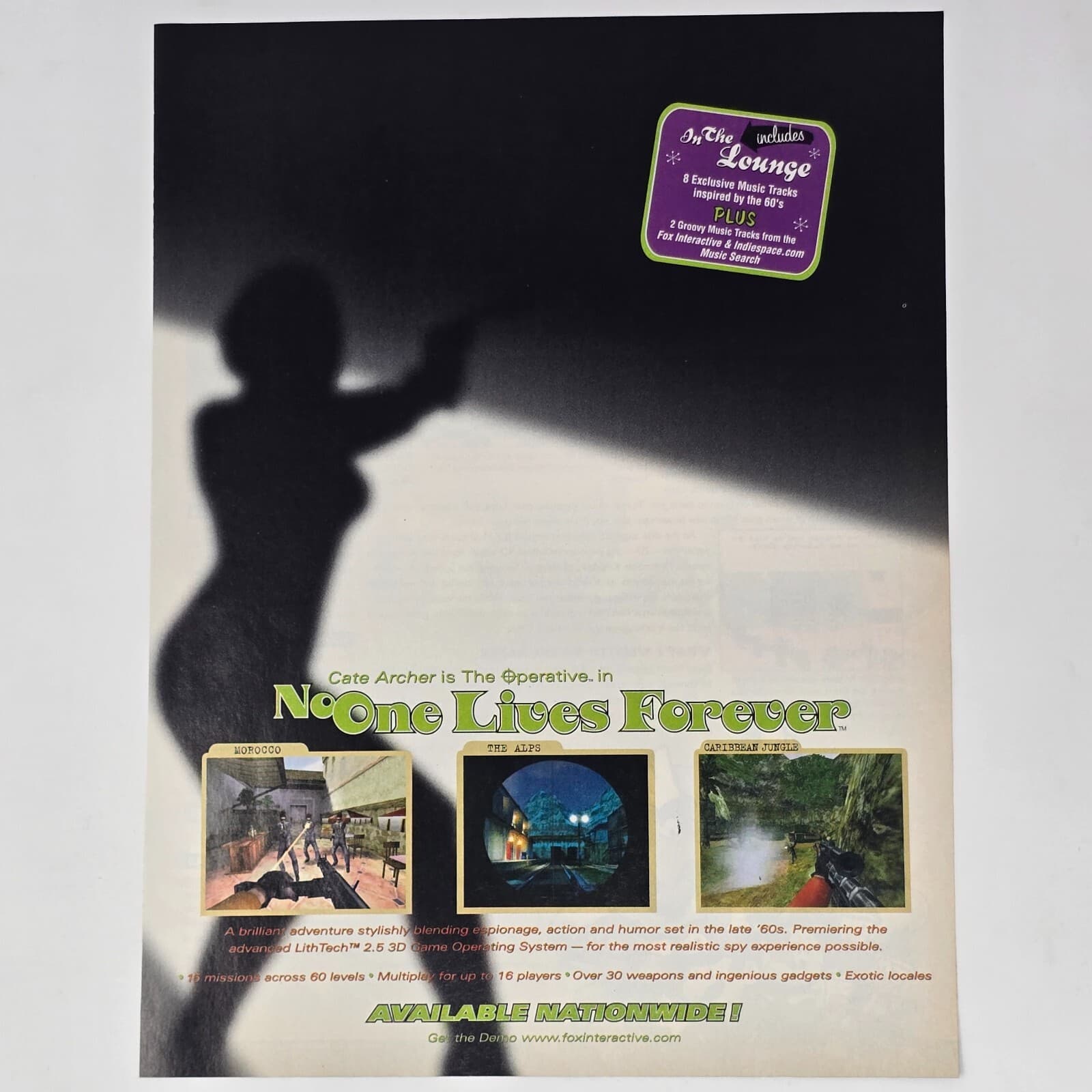 No One Lives Forever Sony PlayStation 2 PS2 PC Print Ad/Poster Promo Art