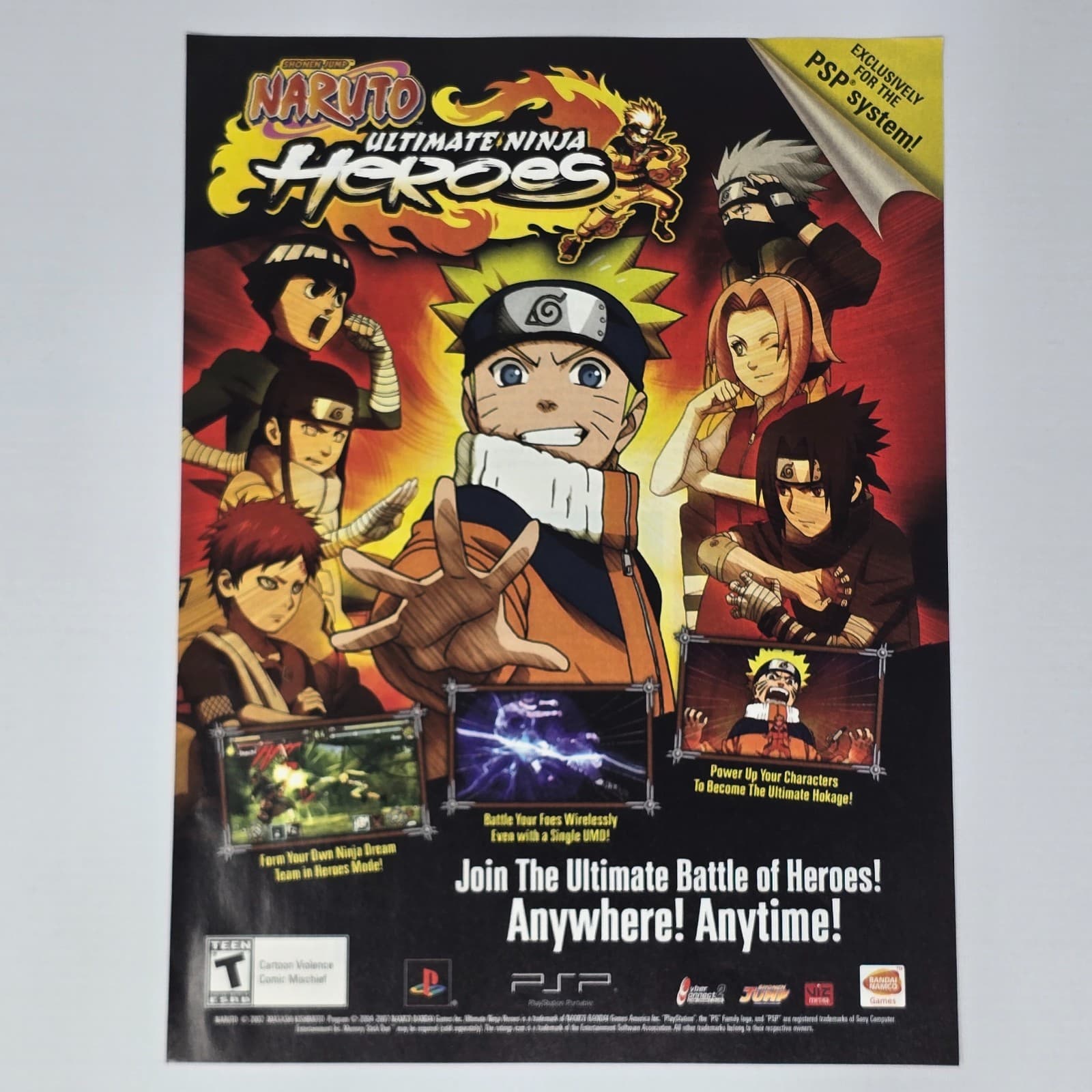 Naruto Ultimate Ninja Heroes PSP Battle Print Ad/Poster