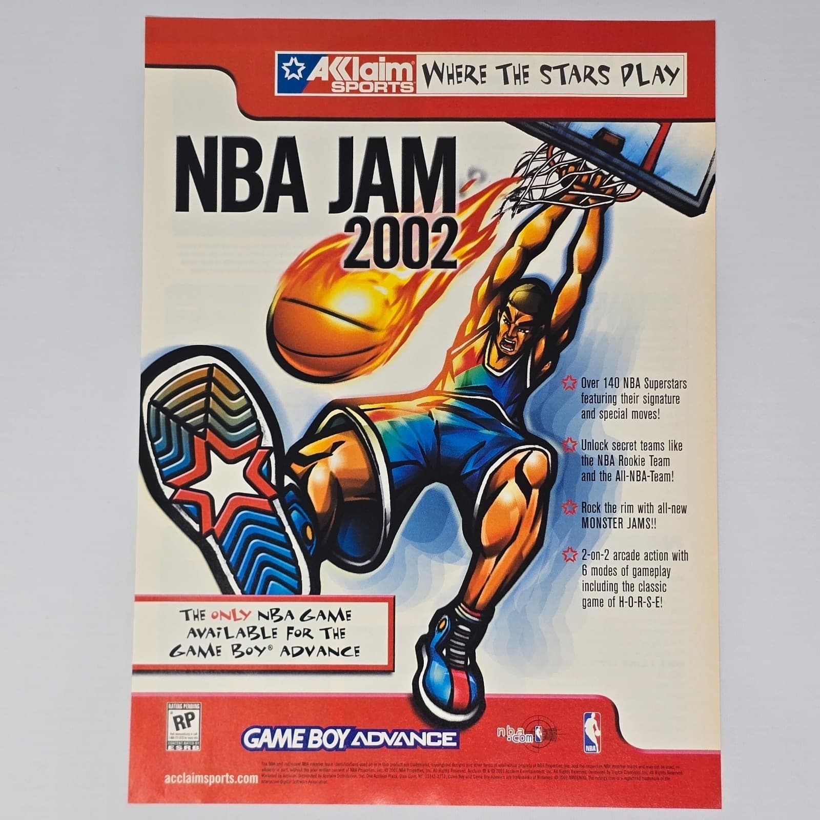 NBA Jam 2002 Game Boy Advance Authentic Magazine Ad