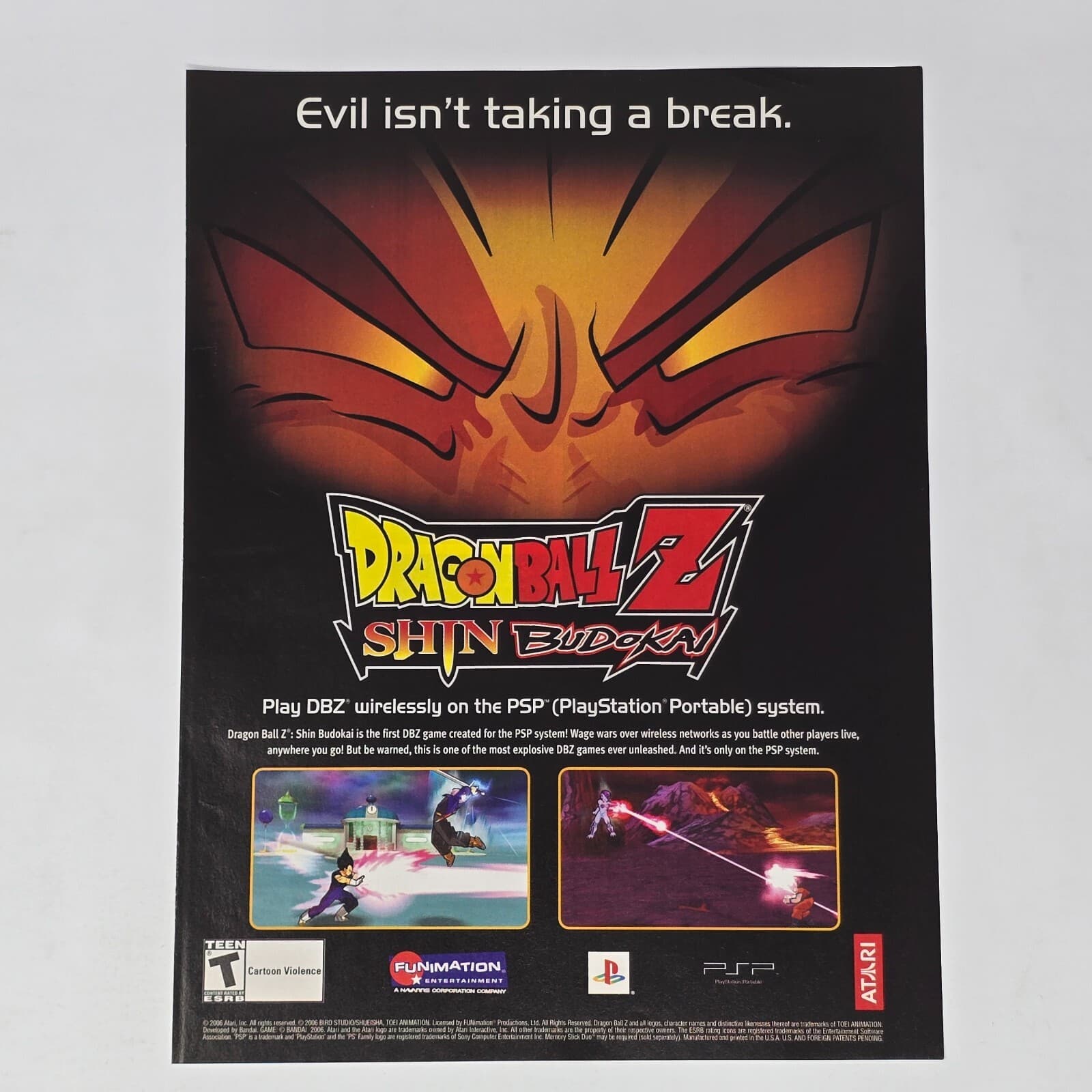 Dragon Ball Z Shine Budokai Sony PSP PlayStation Evil Print Ad/Poster Art