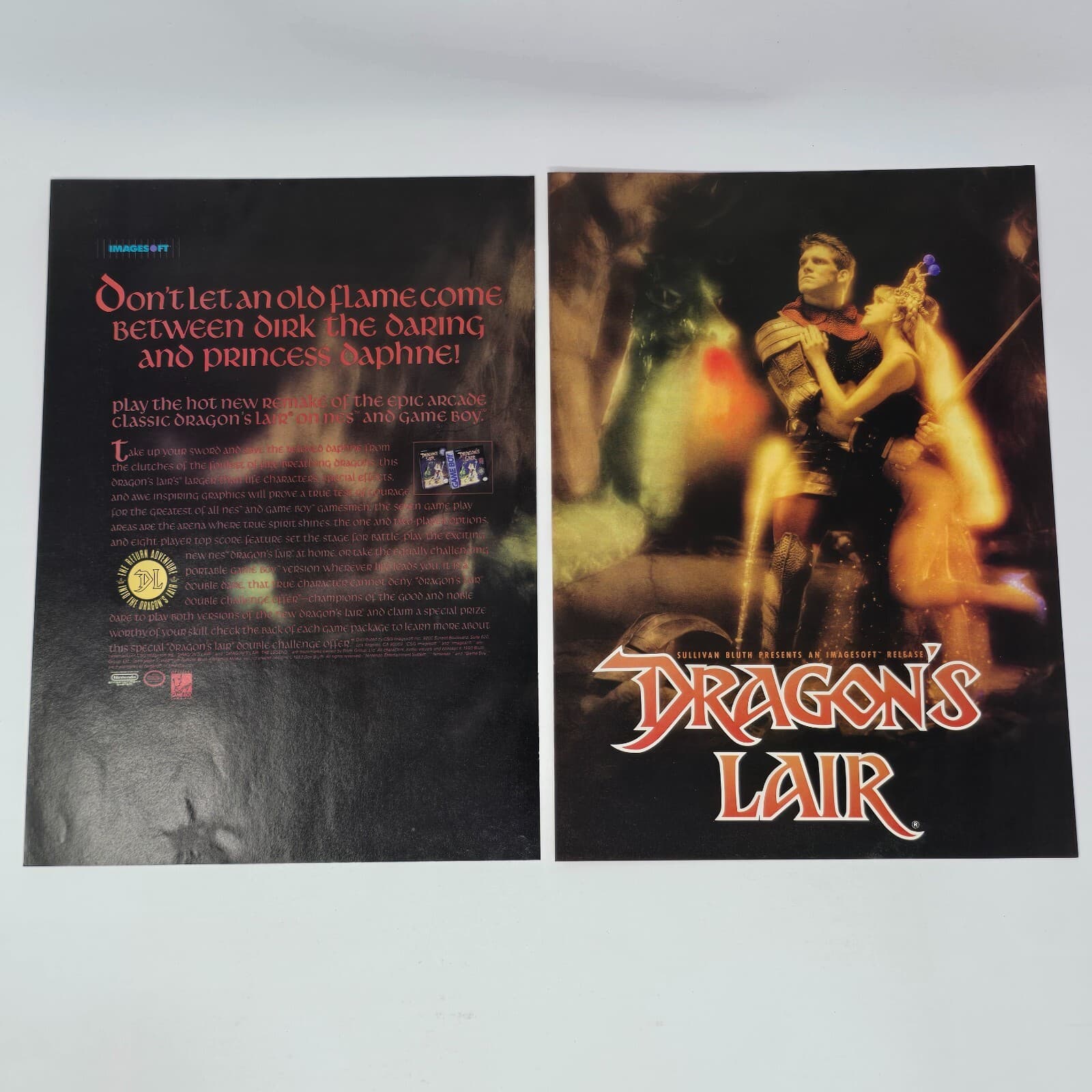 Dragon's Lair Nintendo NES GameBoy Old Flame Print Ad/Poster Art