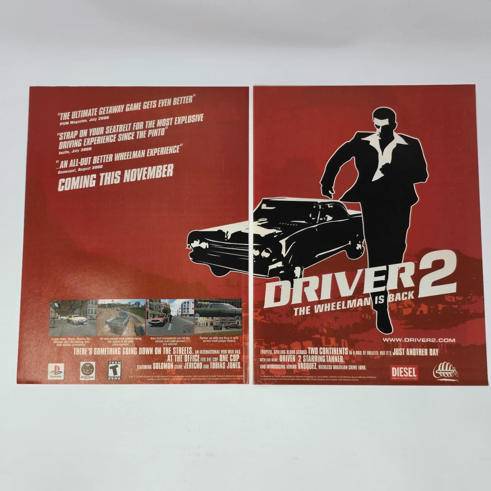 Driver 2 PlayStation 1 PS1 Getaway Print Ad/Poster Art
