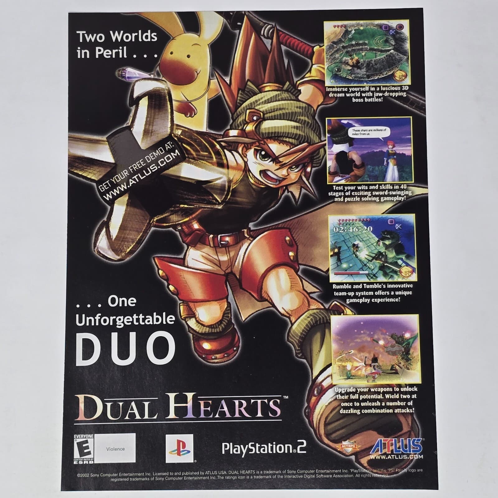 Dual Hearts PlayStation 2 PS2 Two Worlds Print Ad/Poster Art
