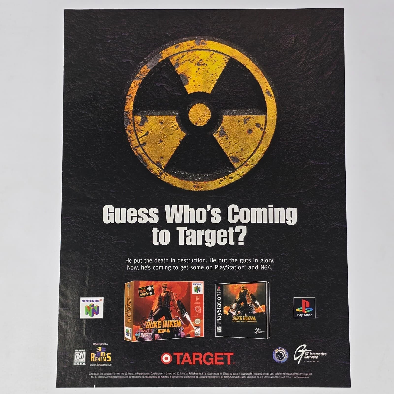 Duke Nukem 64 Nintendo 64 N64 PlayStation 1 PS1 Target Print Ad/Poster Art