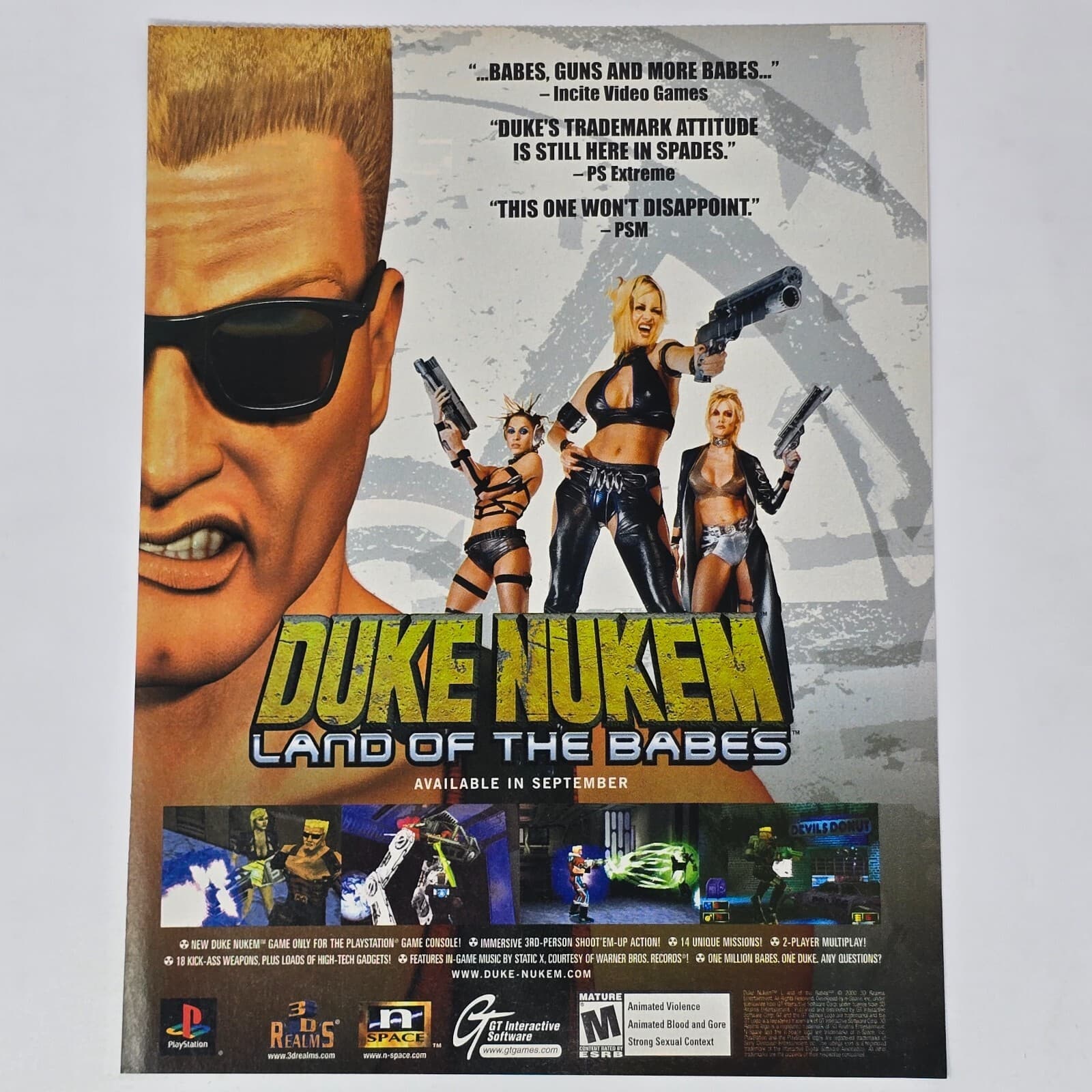 Duke Nukem Land of the Babes PlayStation 1 PS1 Babes & Guns Print Ad/Poster Art