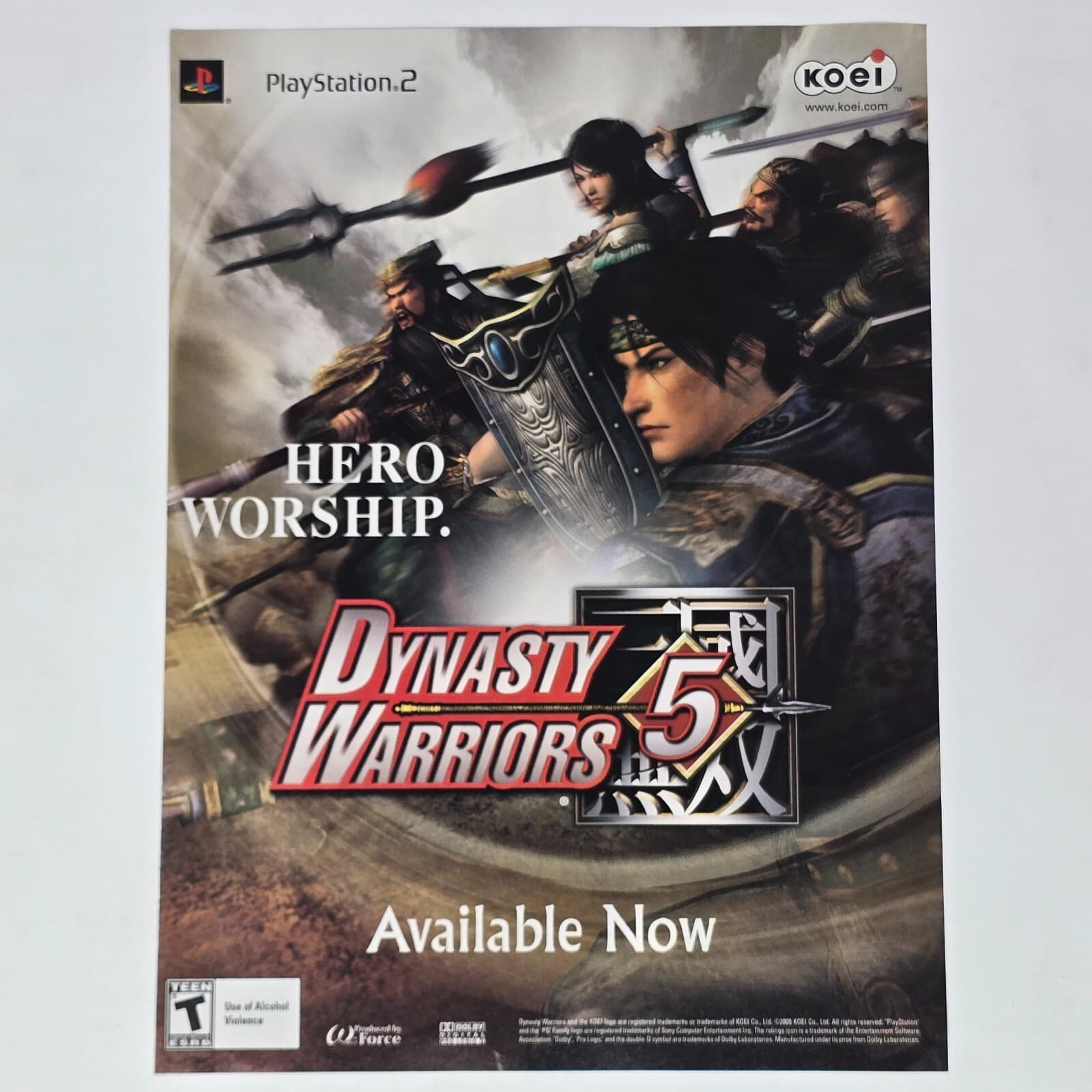 Dynasty Warriors 5 PlayStation 2 PS2 Hero Worship Print Ad/Poster Art